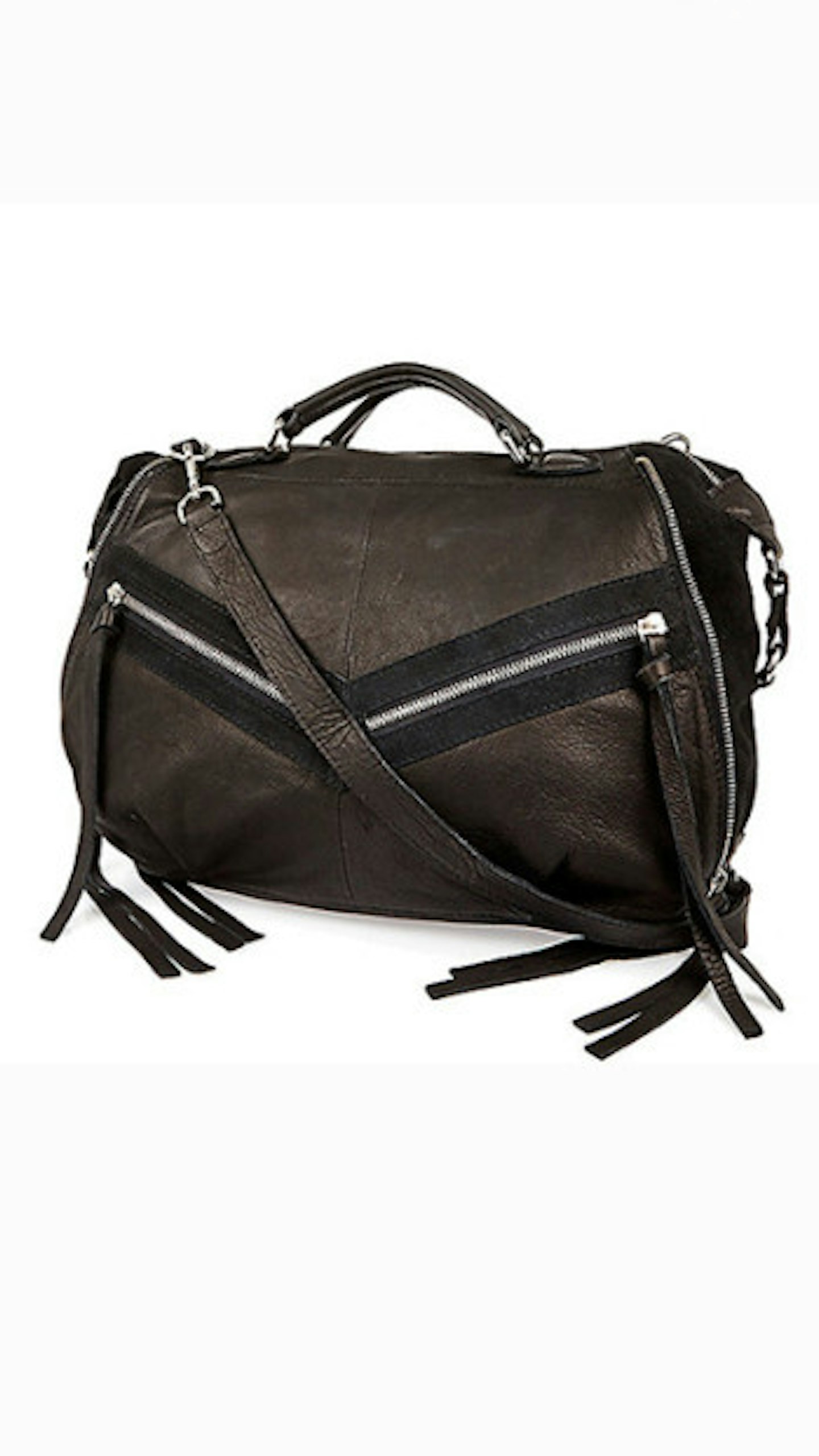 Black leather tassel bowler handbag, £70