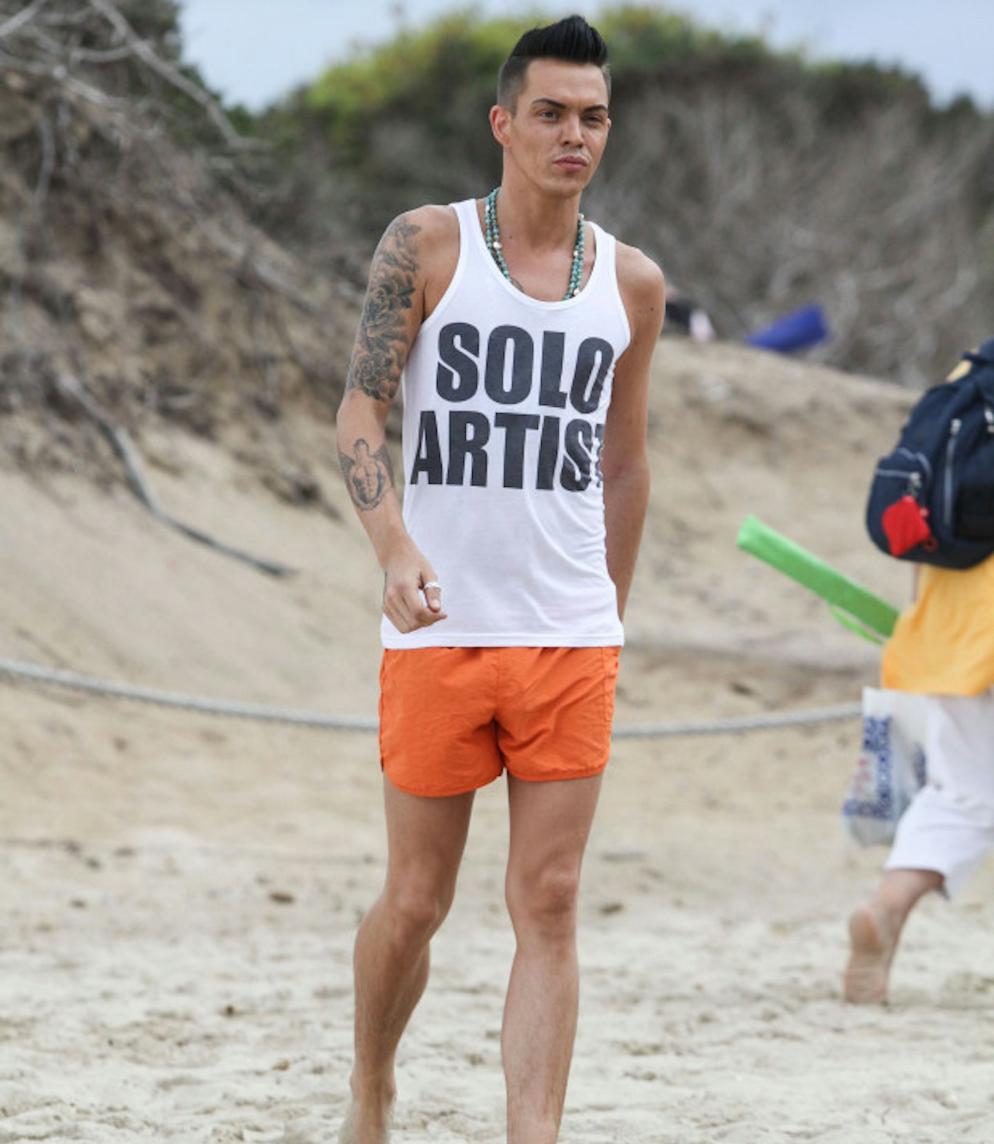What lovely, normal beach attire...