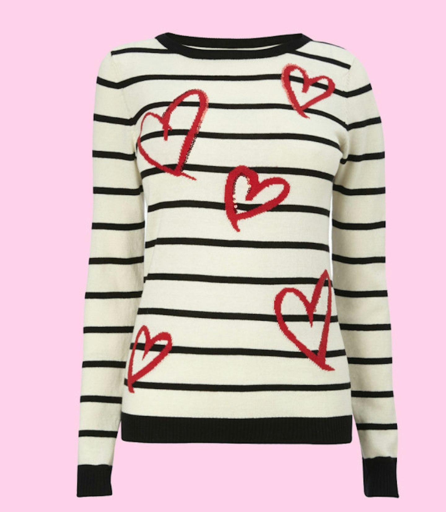 Graphic stripe and heart jumper