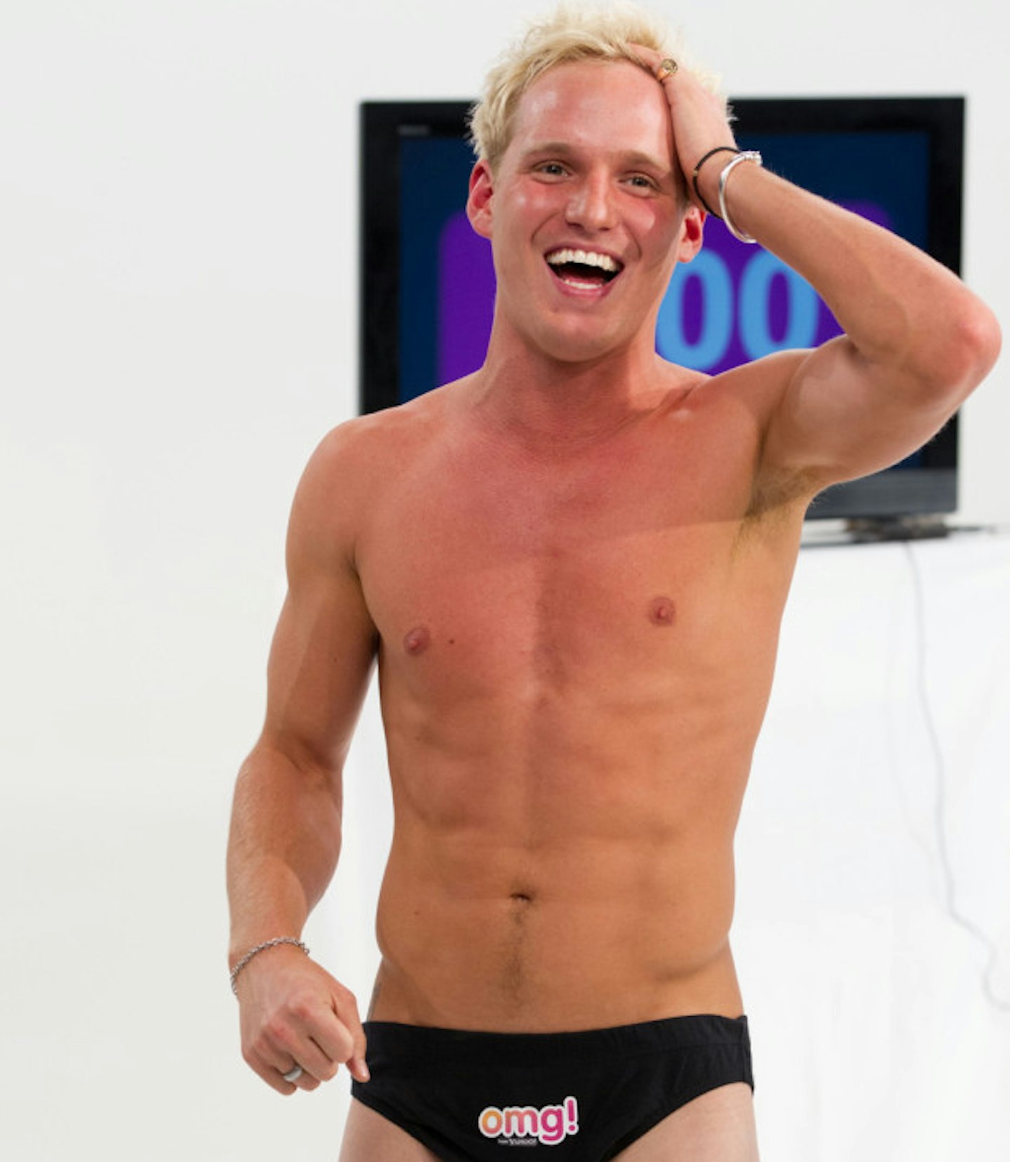 Jamie Laing getting ready for a dip