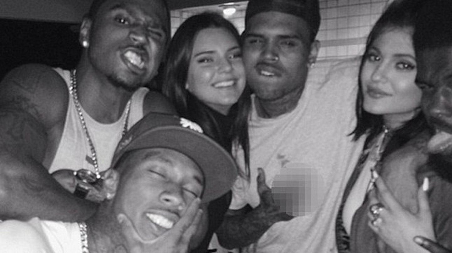 Kendall and Kylie with Chris Brown