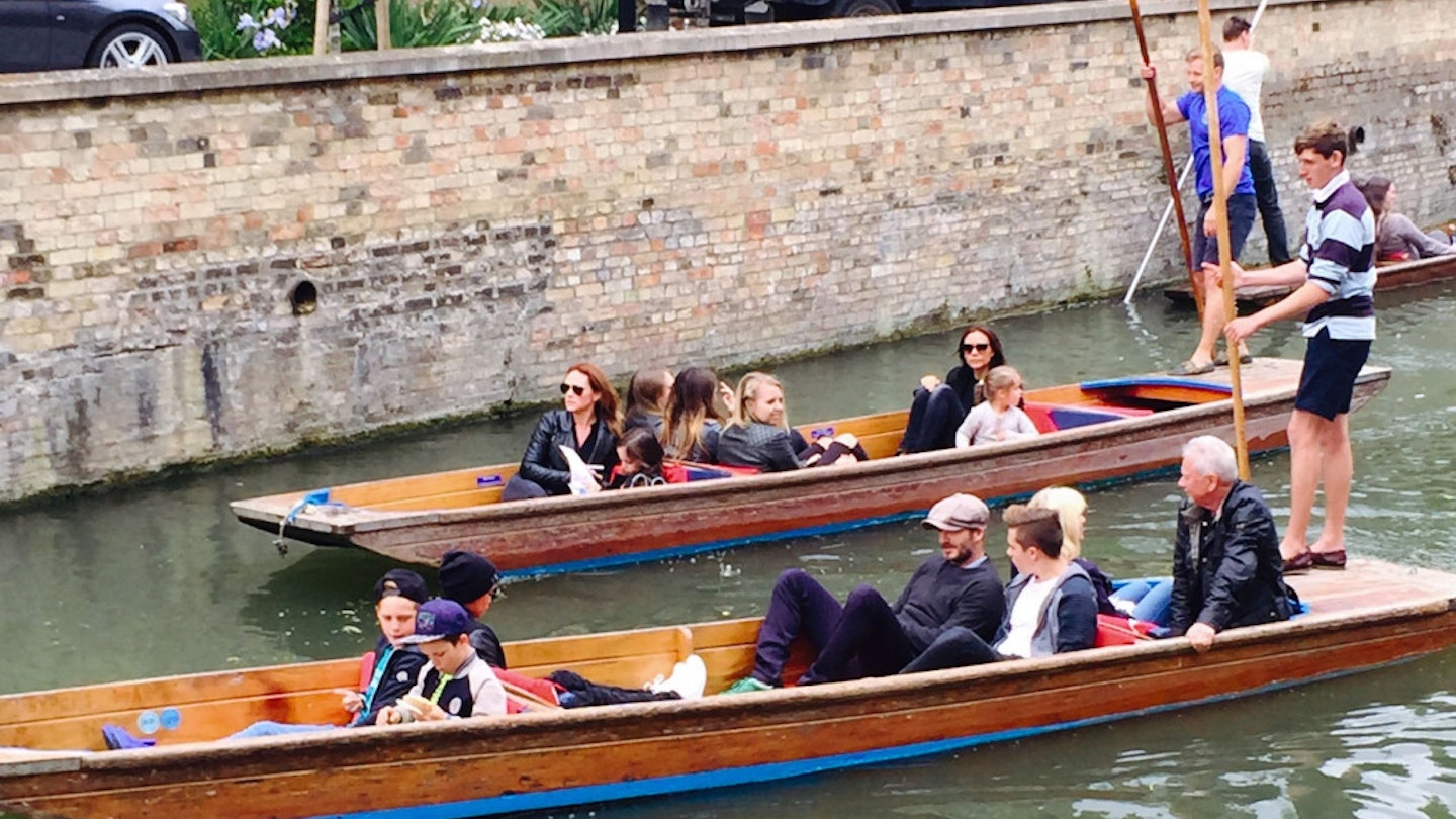 The Beckhams go punting in Cambridge (rex)