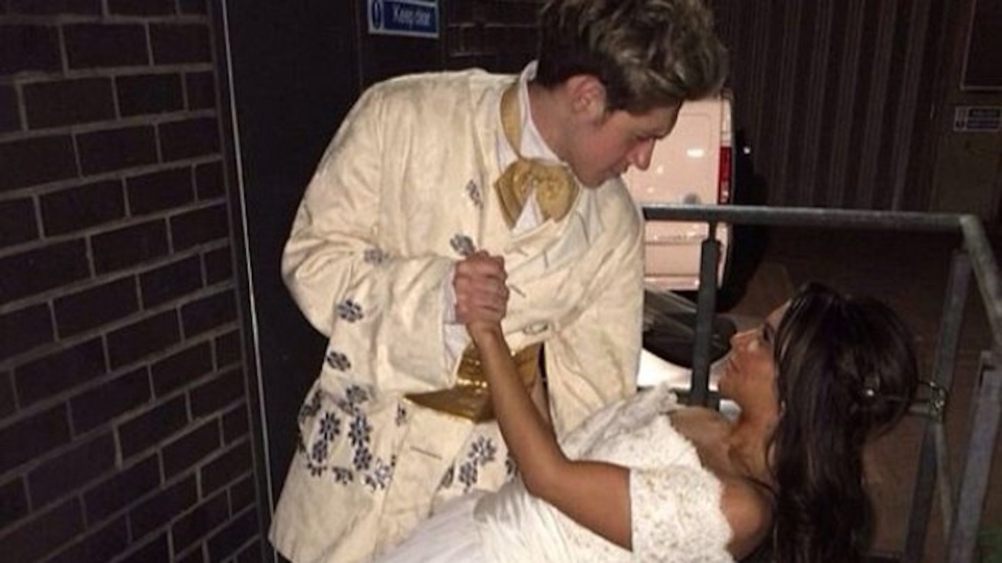 Niall and Tulisa dressed as Cinderella and Prince Charming by accident