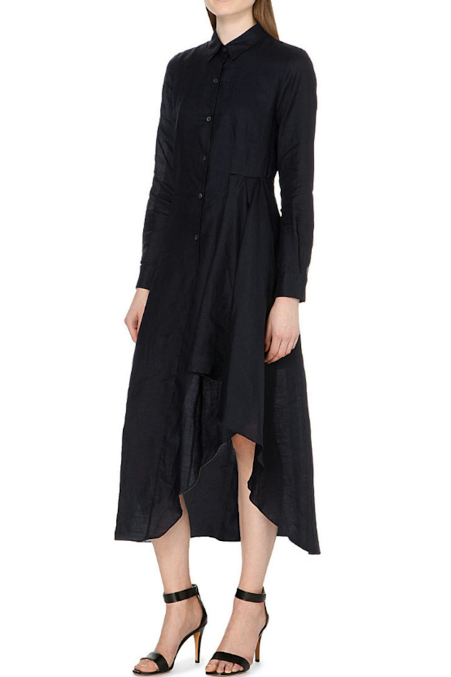 Ruffles are hot right now so tap into this trend with Theory's fluid hemmed shirt dress in black.