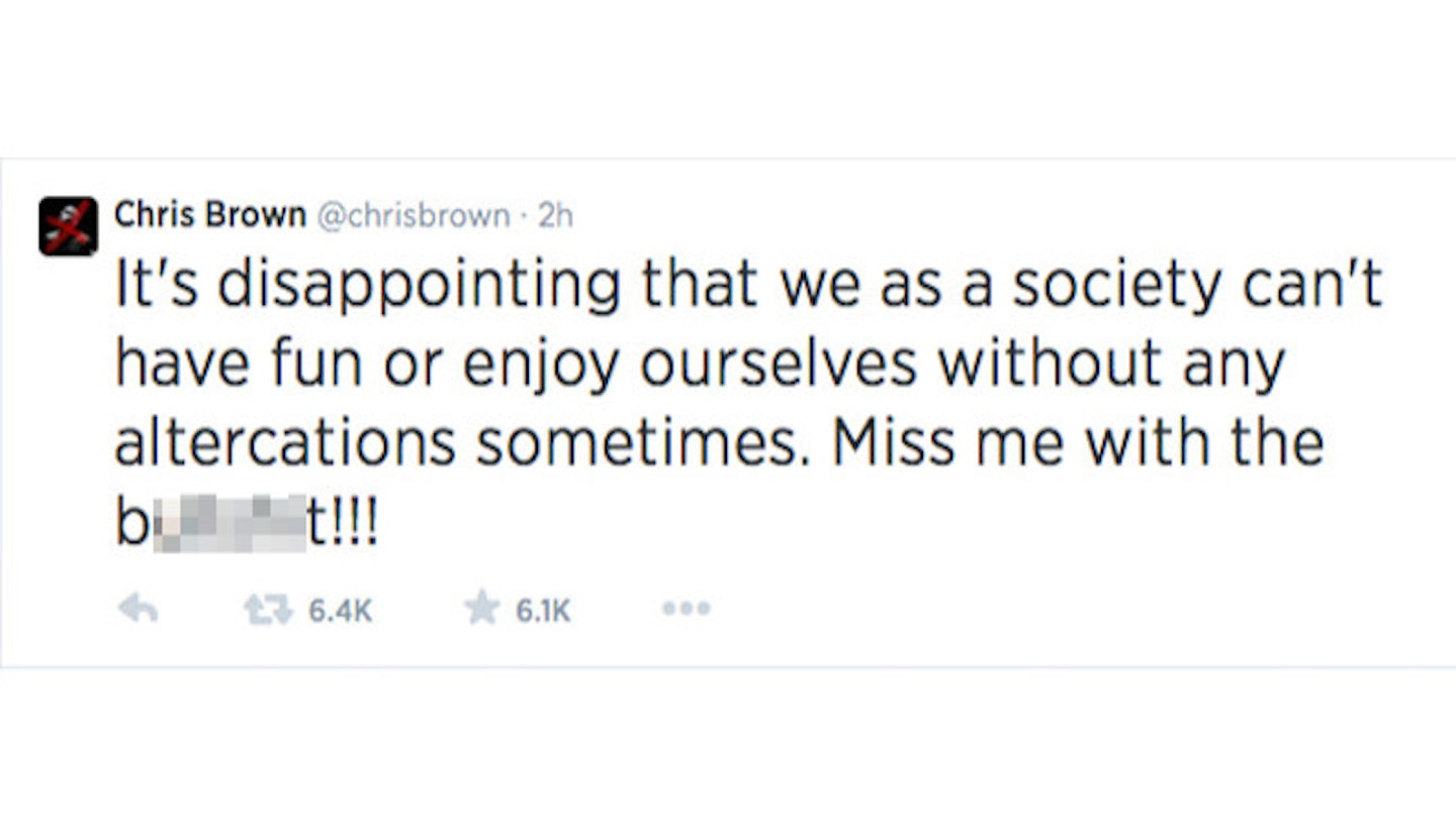 Chris took to Twitter to express his disappointment