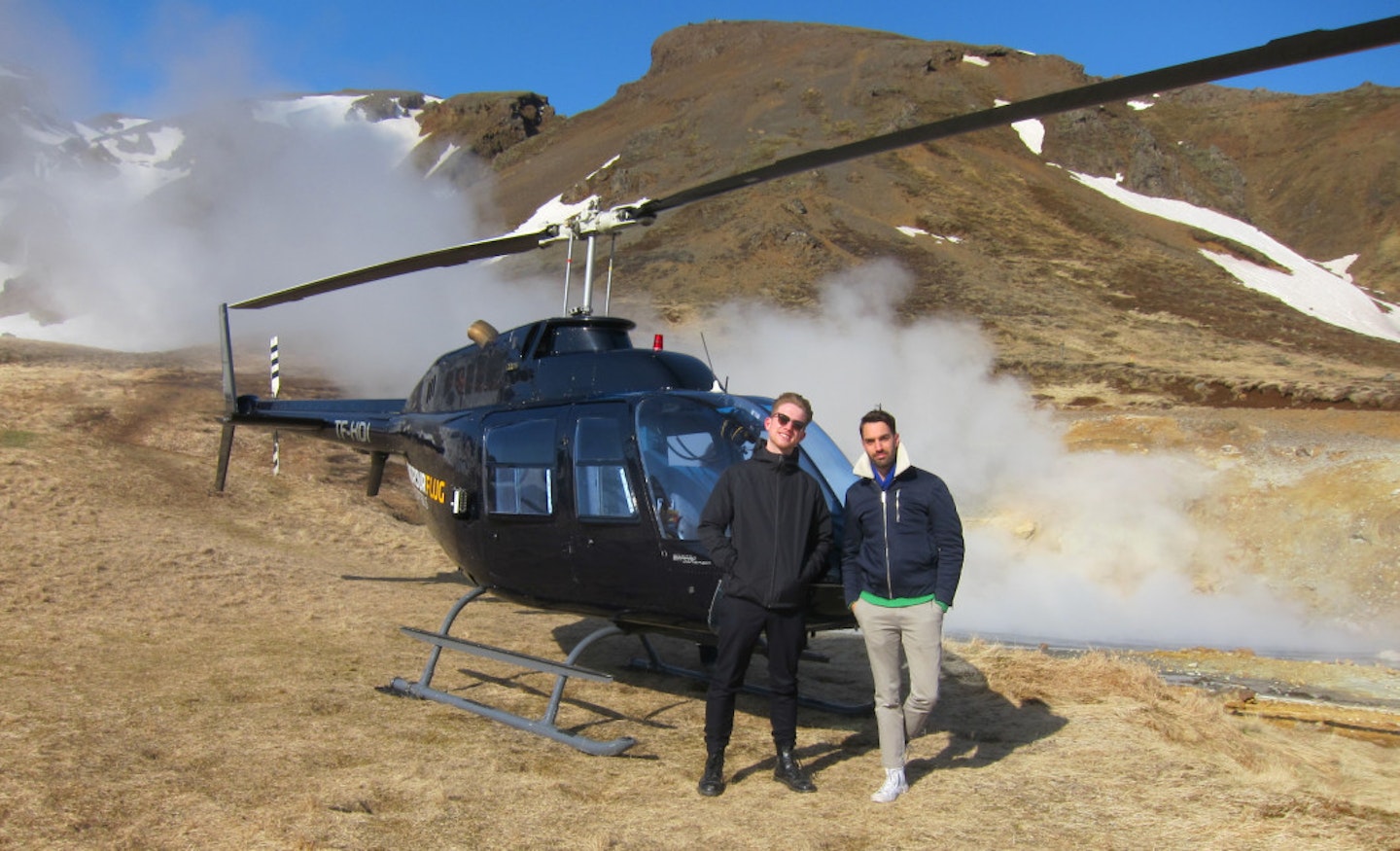 Having a James Bond moment outside the helicopter