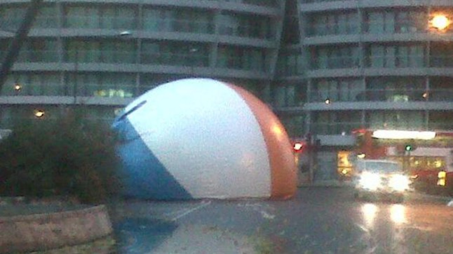 The beach ball obstructed traffic