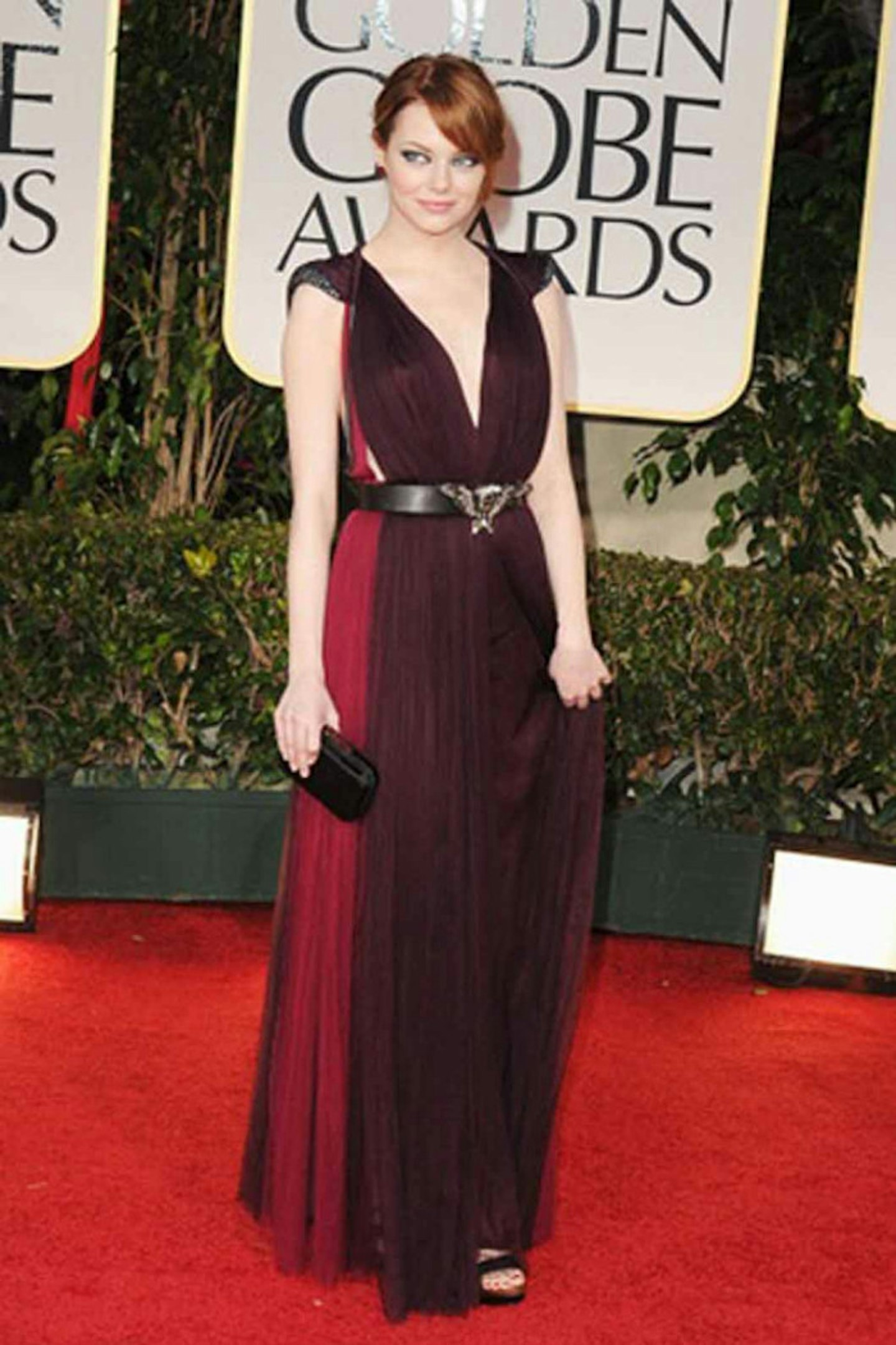Emma Stone style lanvin golden globe awards red dress
