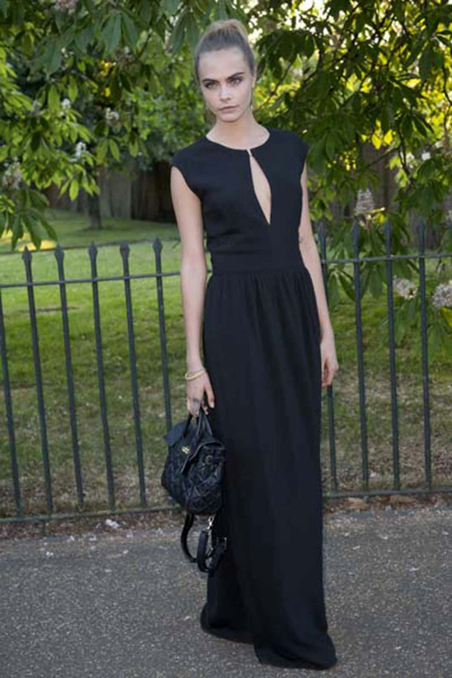 Cara Delevingne style mulberry black cut out dress