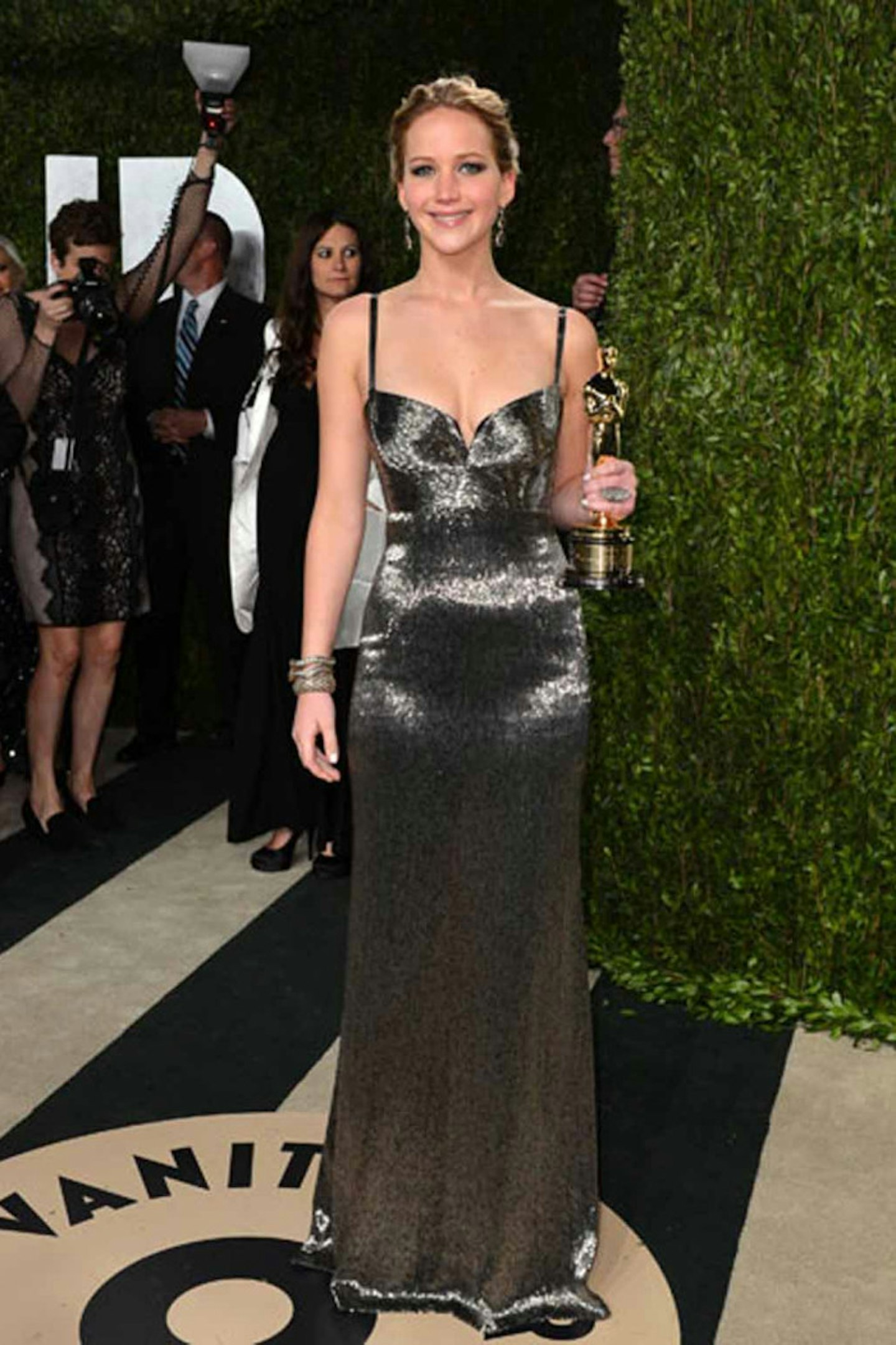Jennifer Lawrence style calvin klein vanity fair party dress