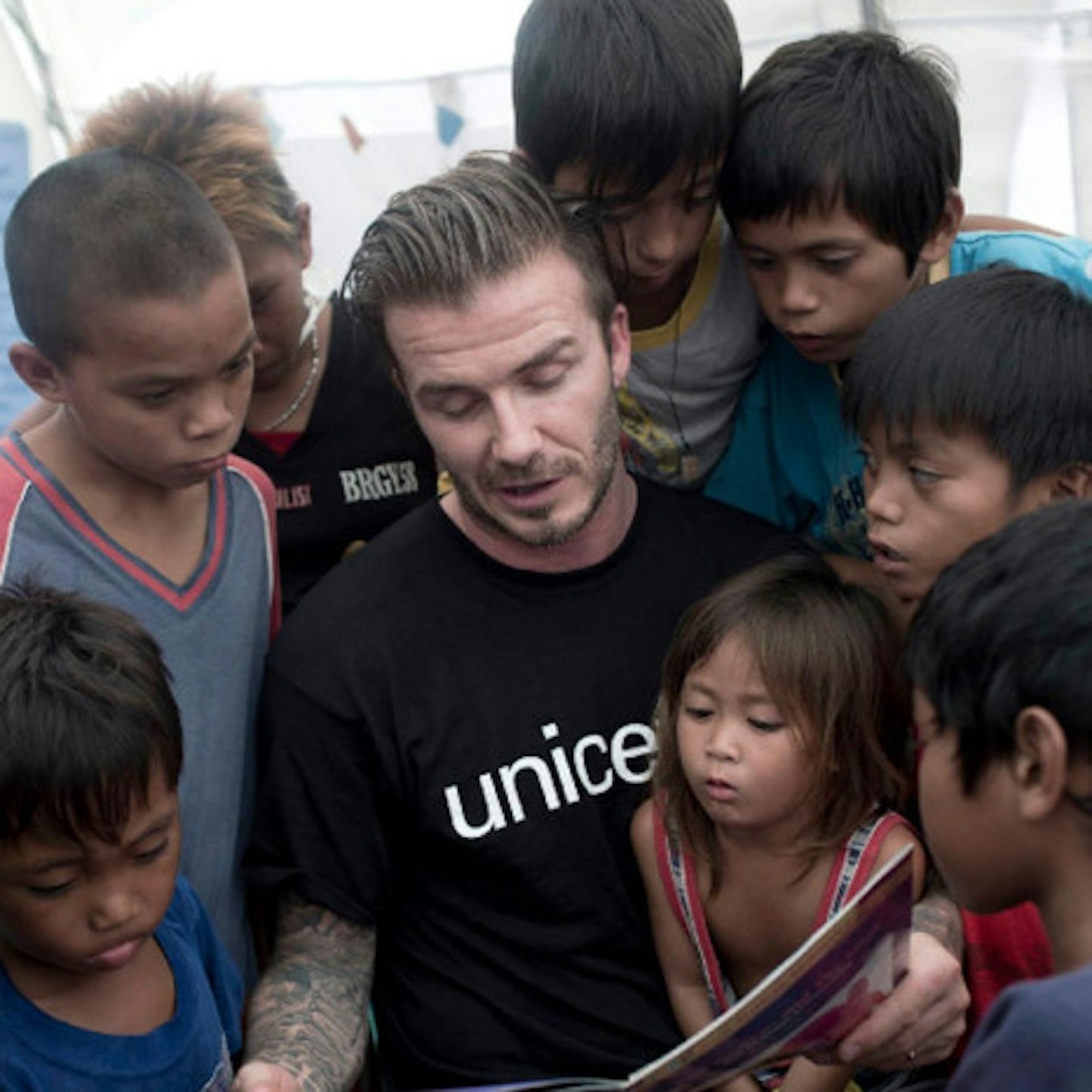 David' Unicef work has seen him previously visit the child victims of Typhoon Haiyan in the Philippines