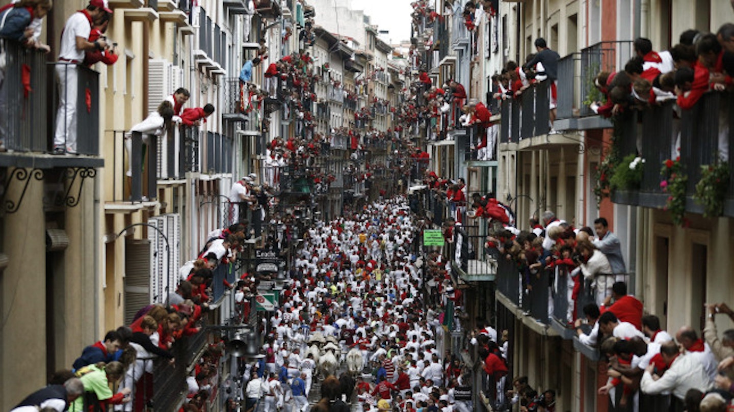 The Pamplona running of the bulls