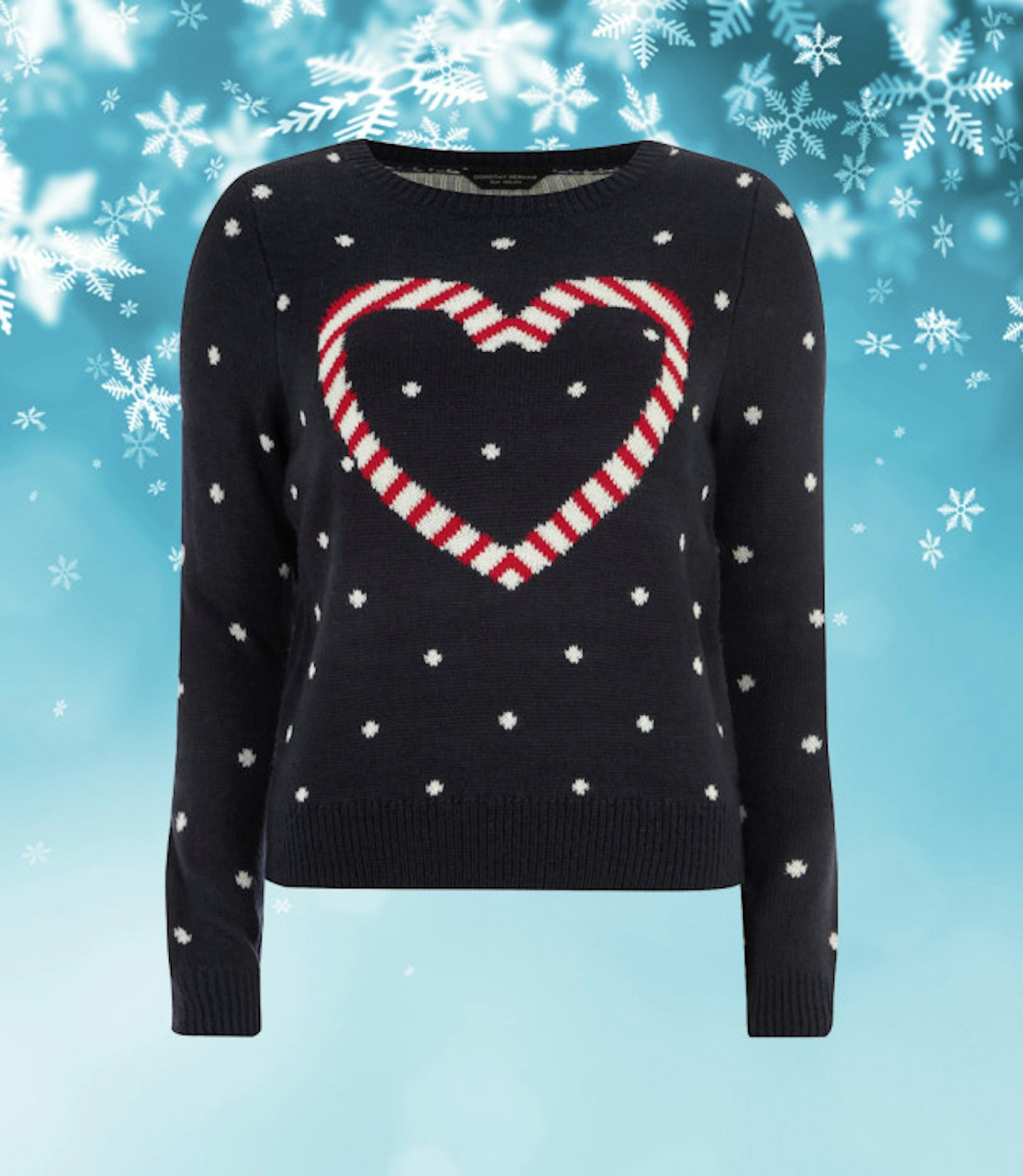 christmas-jumpers-dorothy-perkins-navy-candy-cane-heart-spot