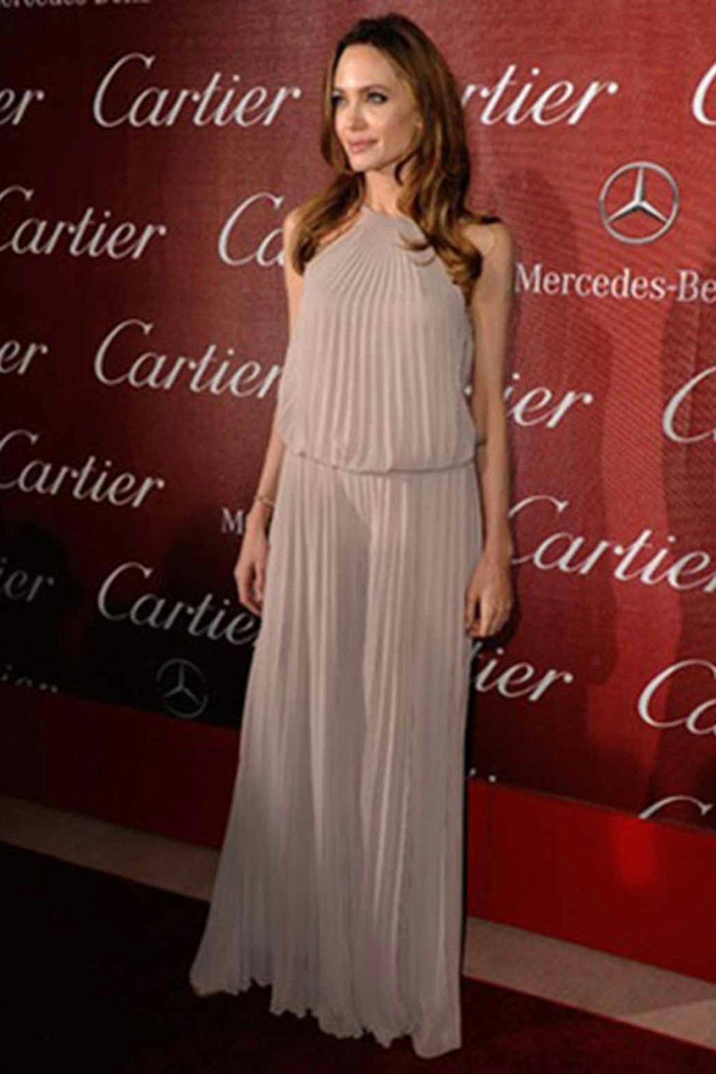 Angelina Jolie style Elie Saab halter neck dress pink 2012