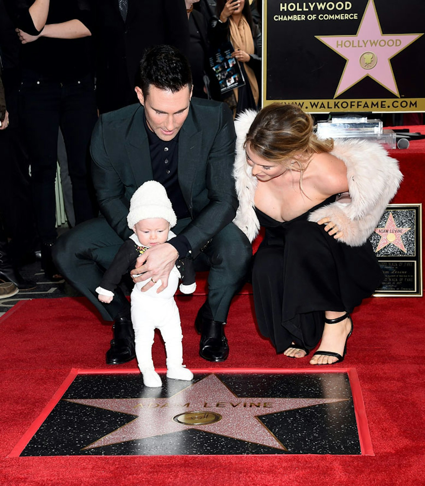 Adam Levine, Behati Prinsloo and Dusty Rose Levine