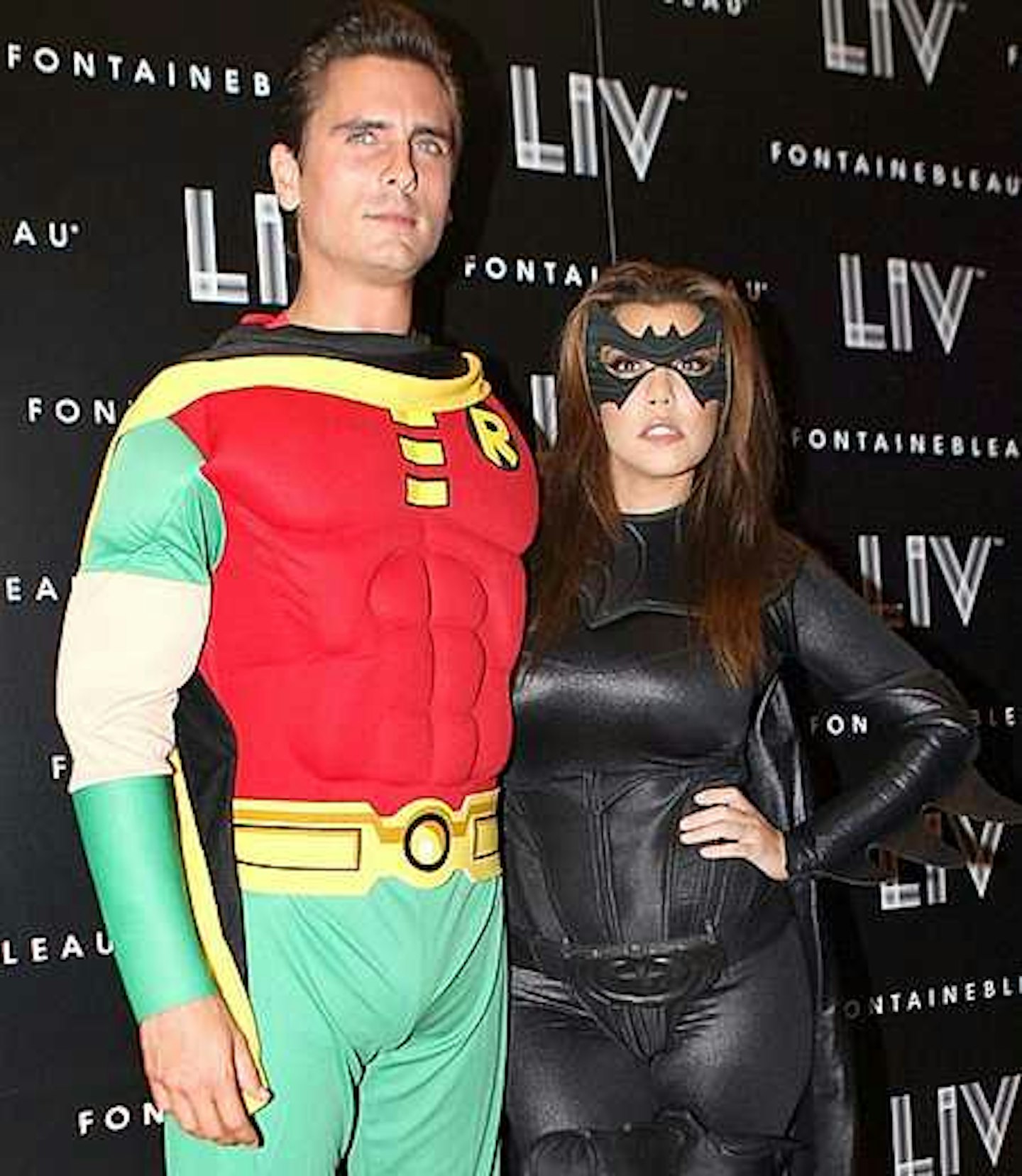 Kourtney Kardashian and Scott Disick as Batgirl and Robin