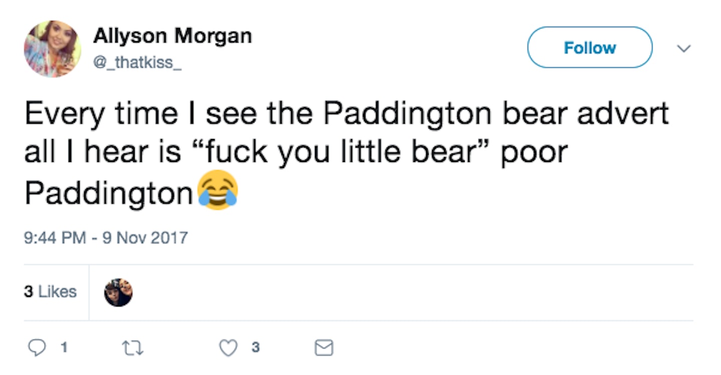 Paddington Bear swearing tweets