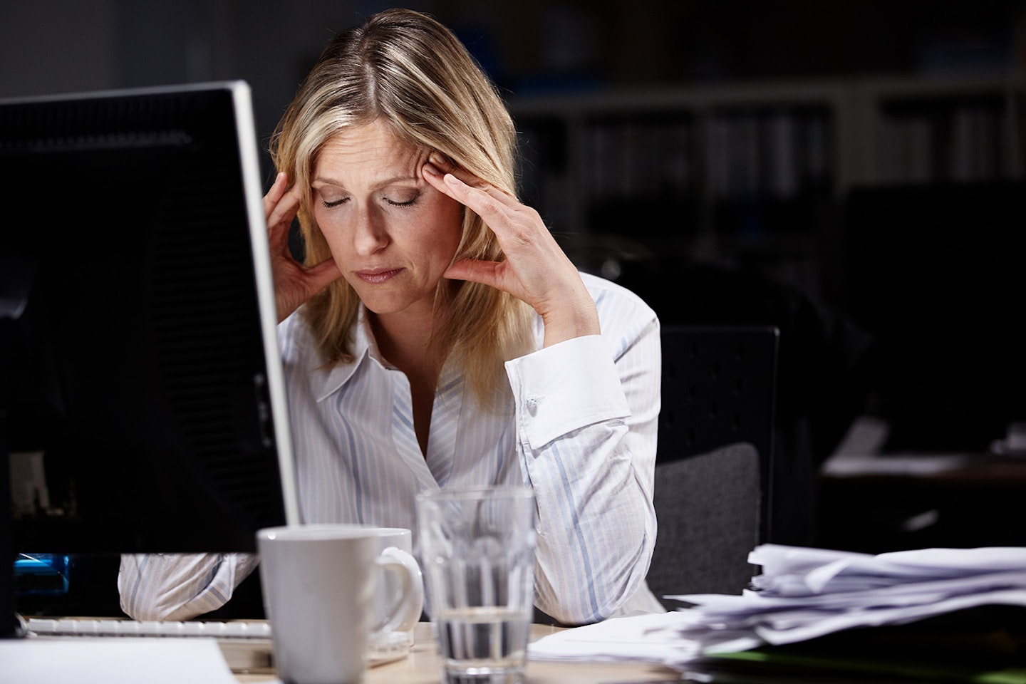 stressed woman, computer