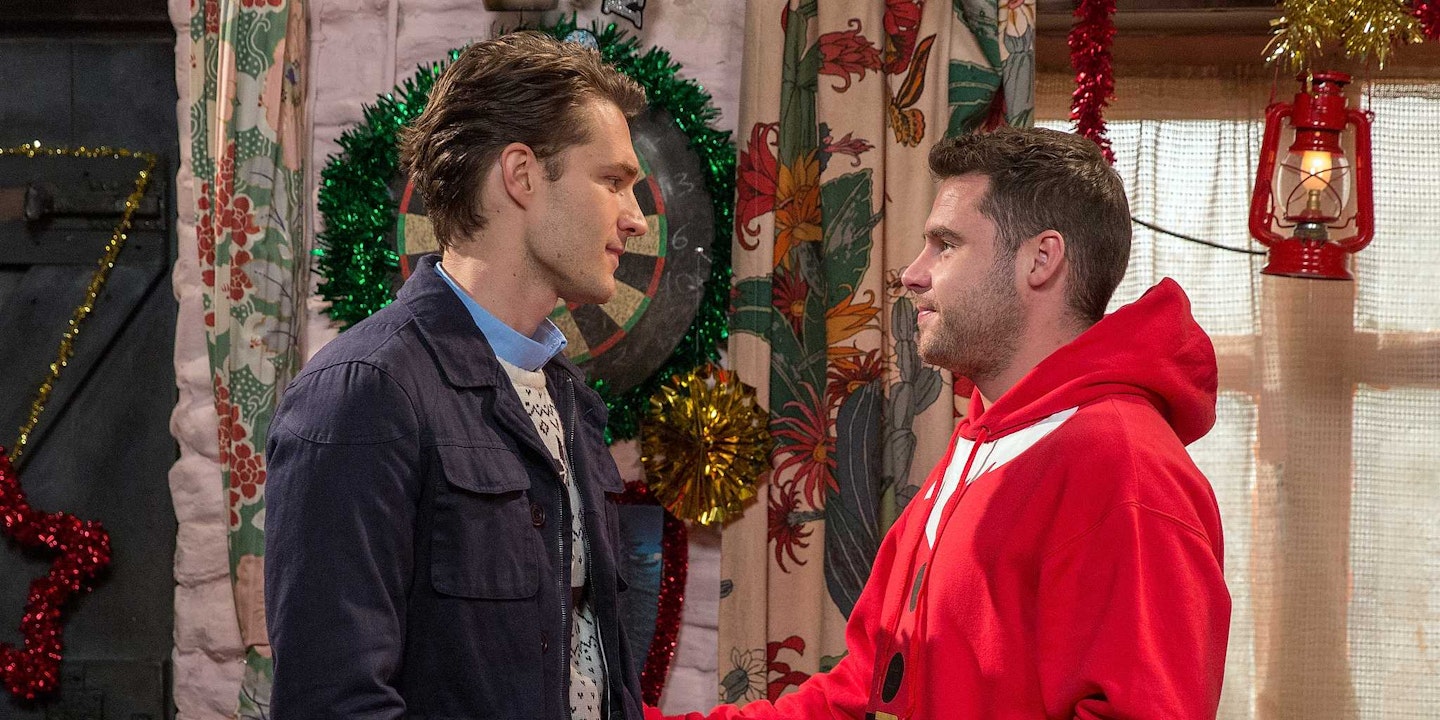 emmerdale christmas spoilers aaron and alex kiss