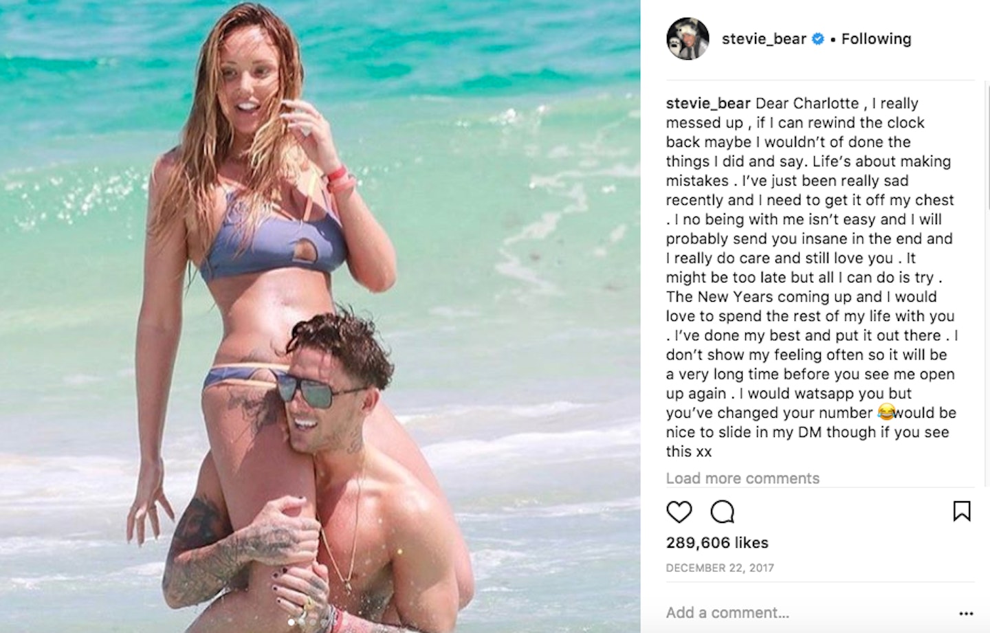 Stephen Bear's instagram post