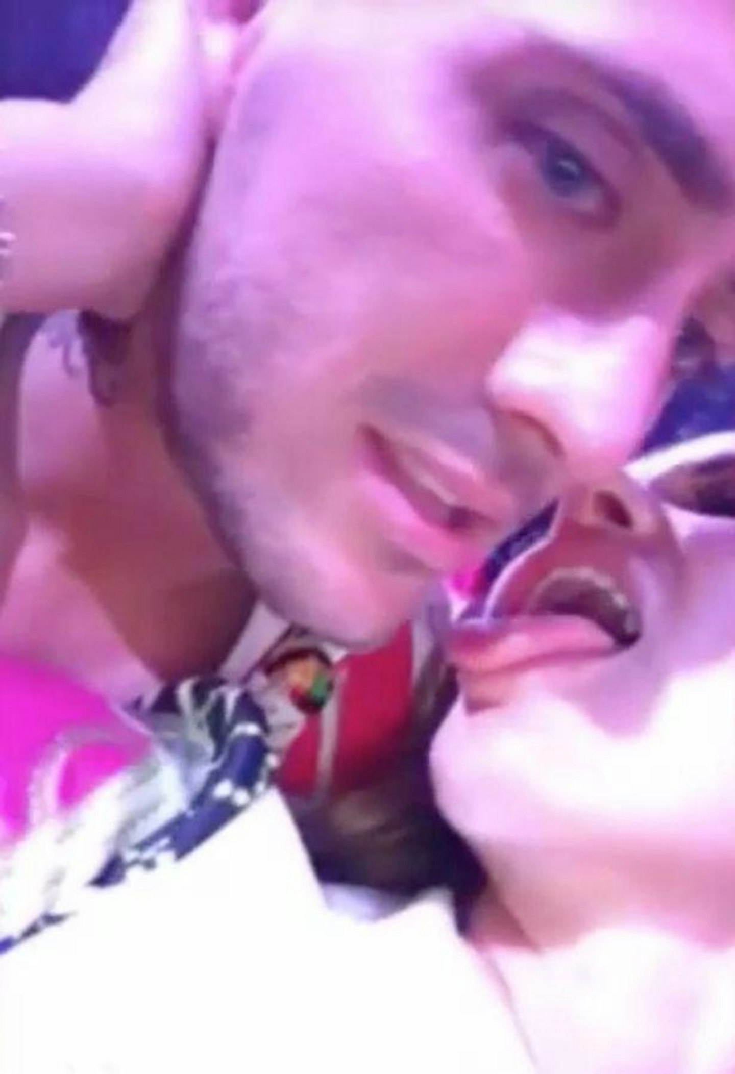 Bear kissing girl in nightclub