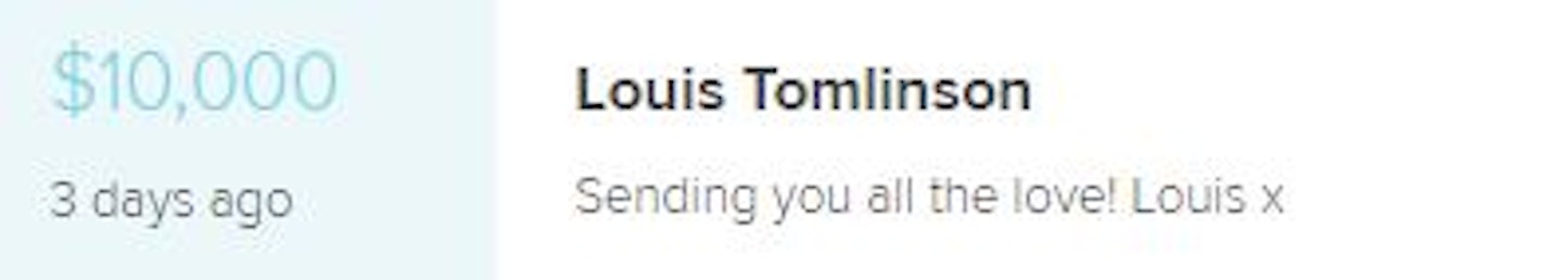 Louis Tomlinson donation 