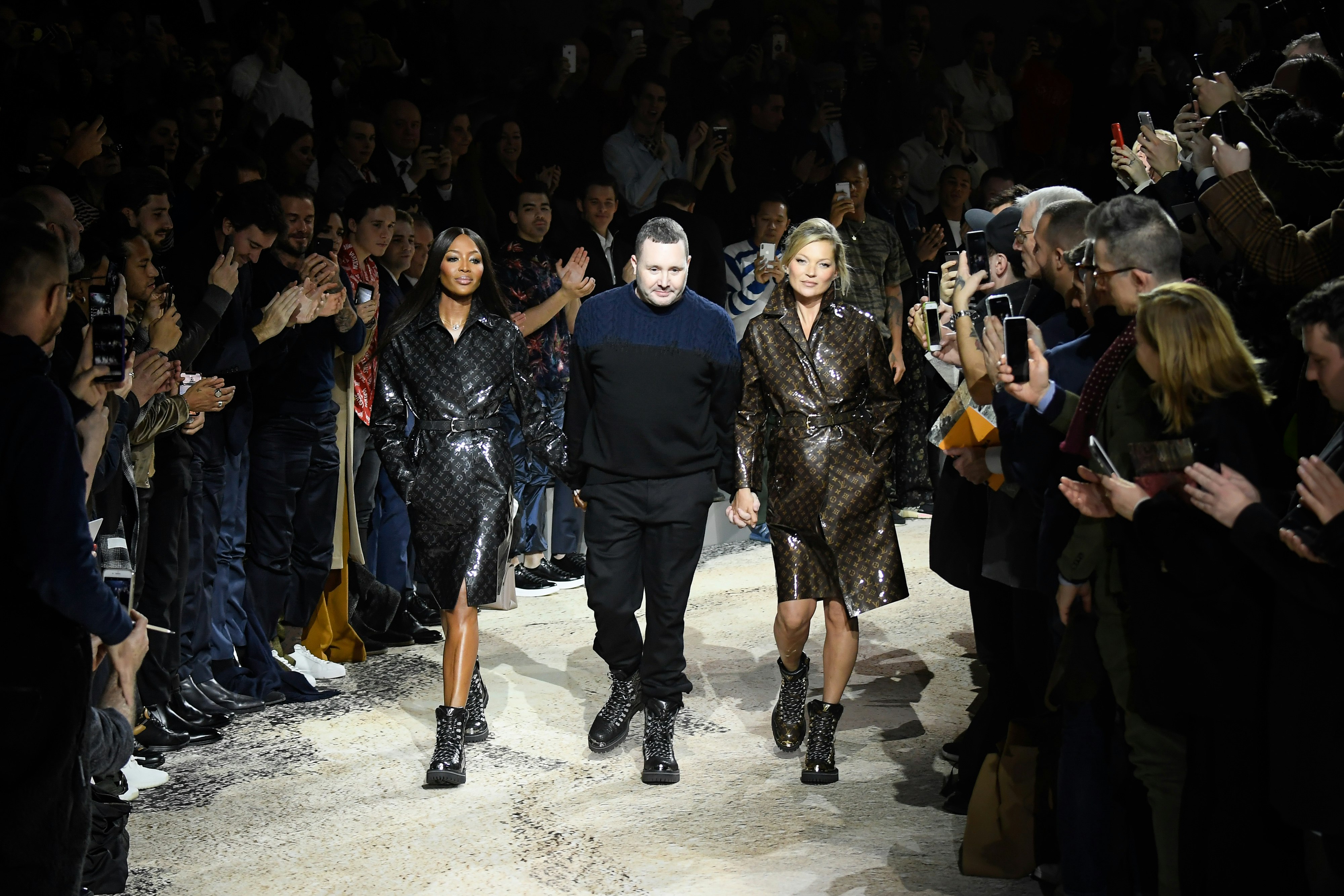 Naomi Campbell, Kate Moss Model in Louis Vuitton Menswear Runway Show