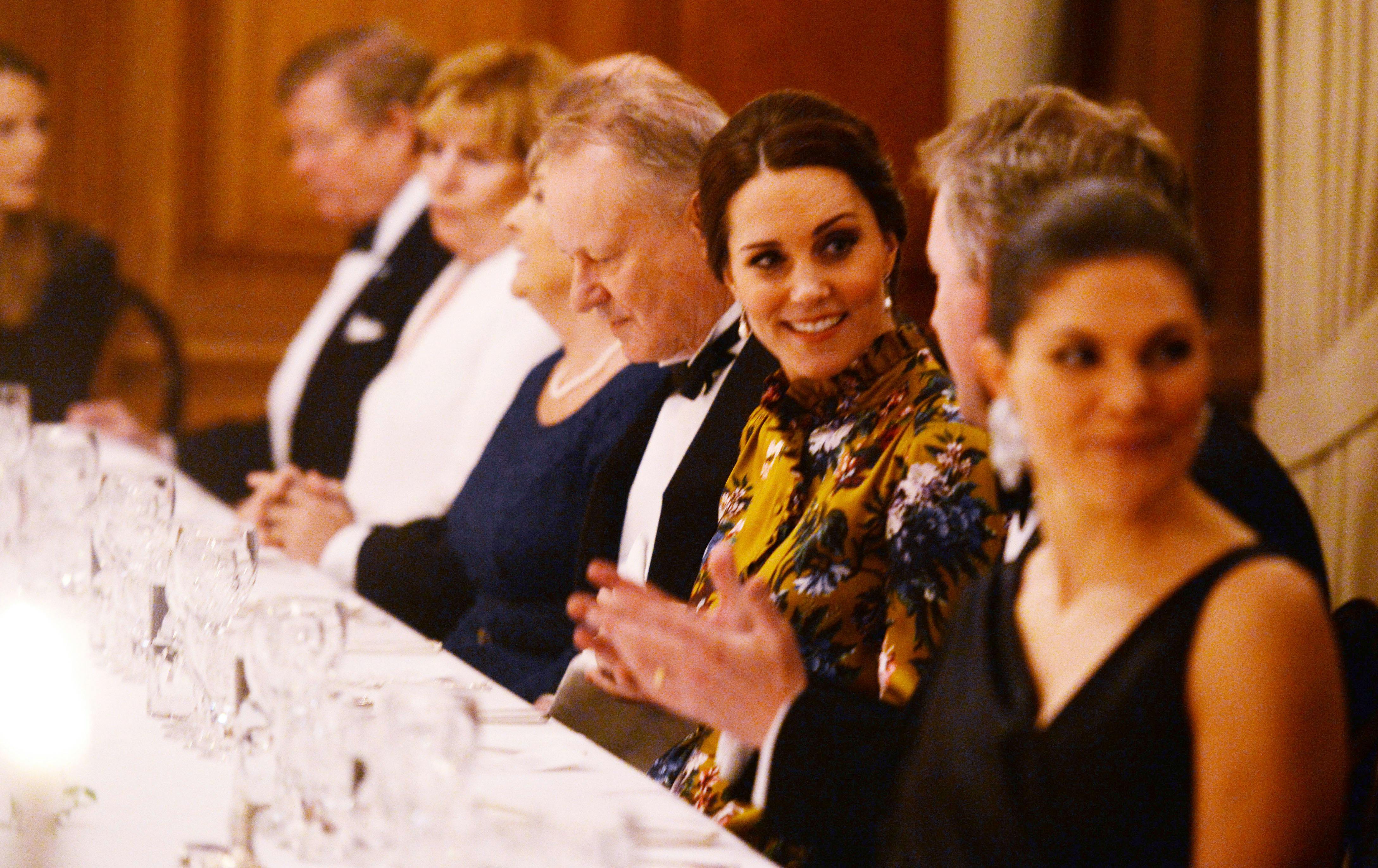 Kate Middleton Opts For Exquisite Gold And Blue Erdem Gown For Swedish  Dinner