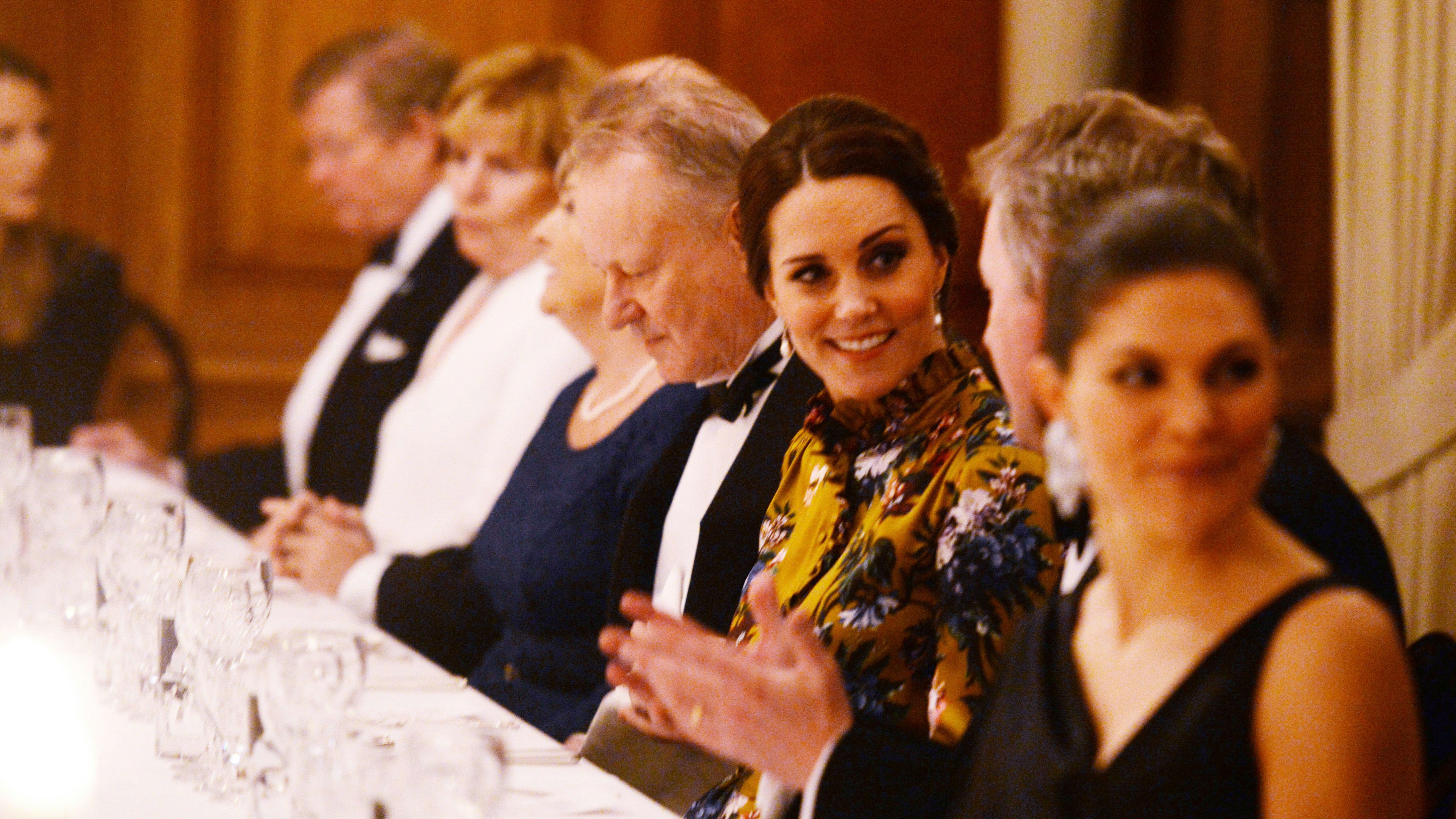 Kate Middleton Opts For Exquisite Gold And Blue Erdem Gown For Swedish Dinner Kate Middleton Opts For Exquisite Gold And Blue Erdem Gown For Swedish Dinner