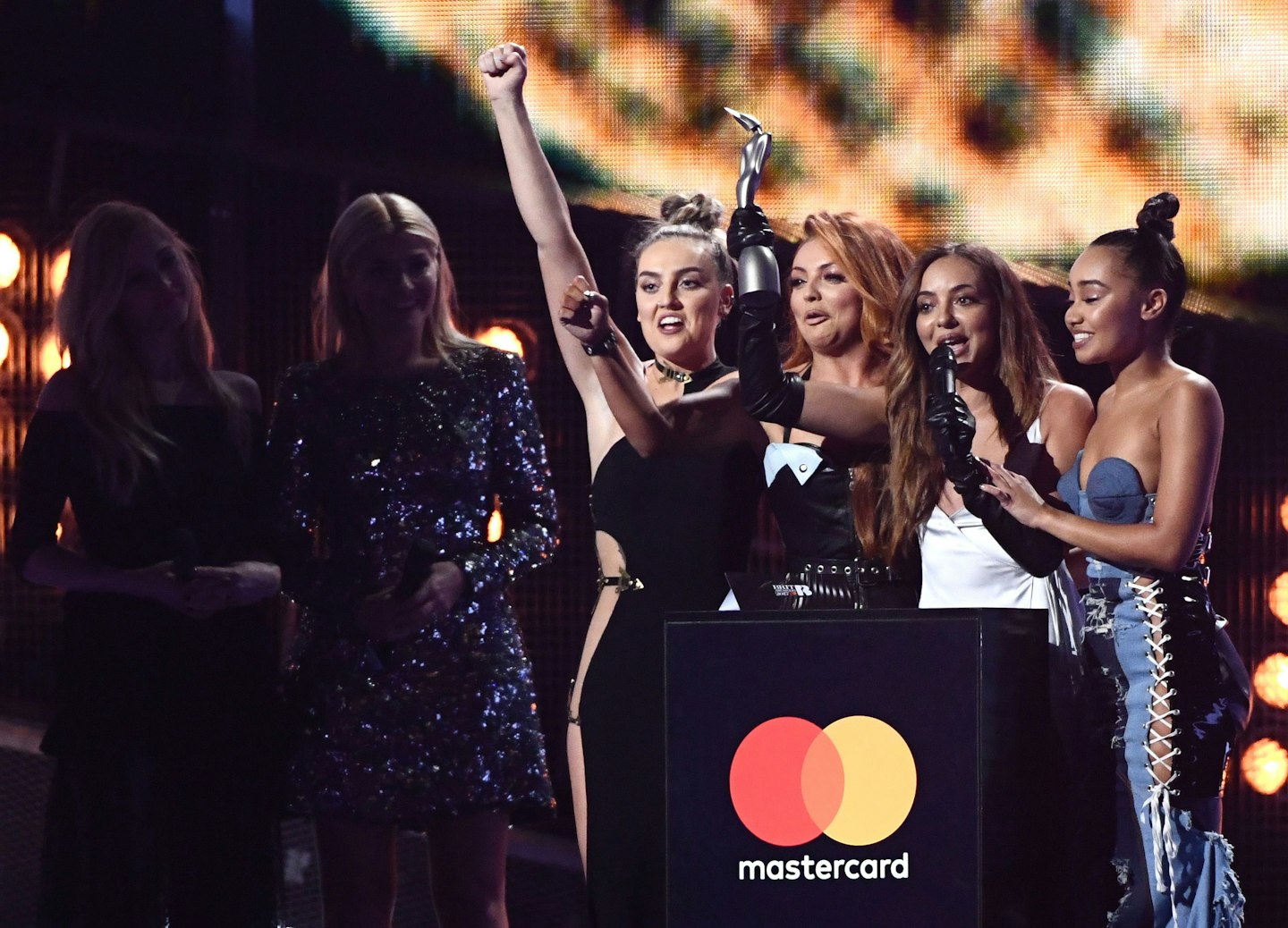 Little Mix winning a BRIT in 2017