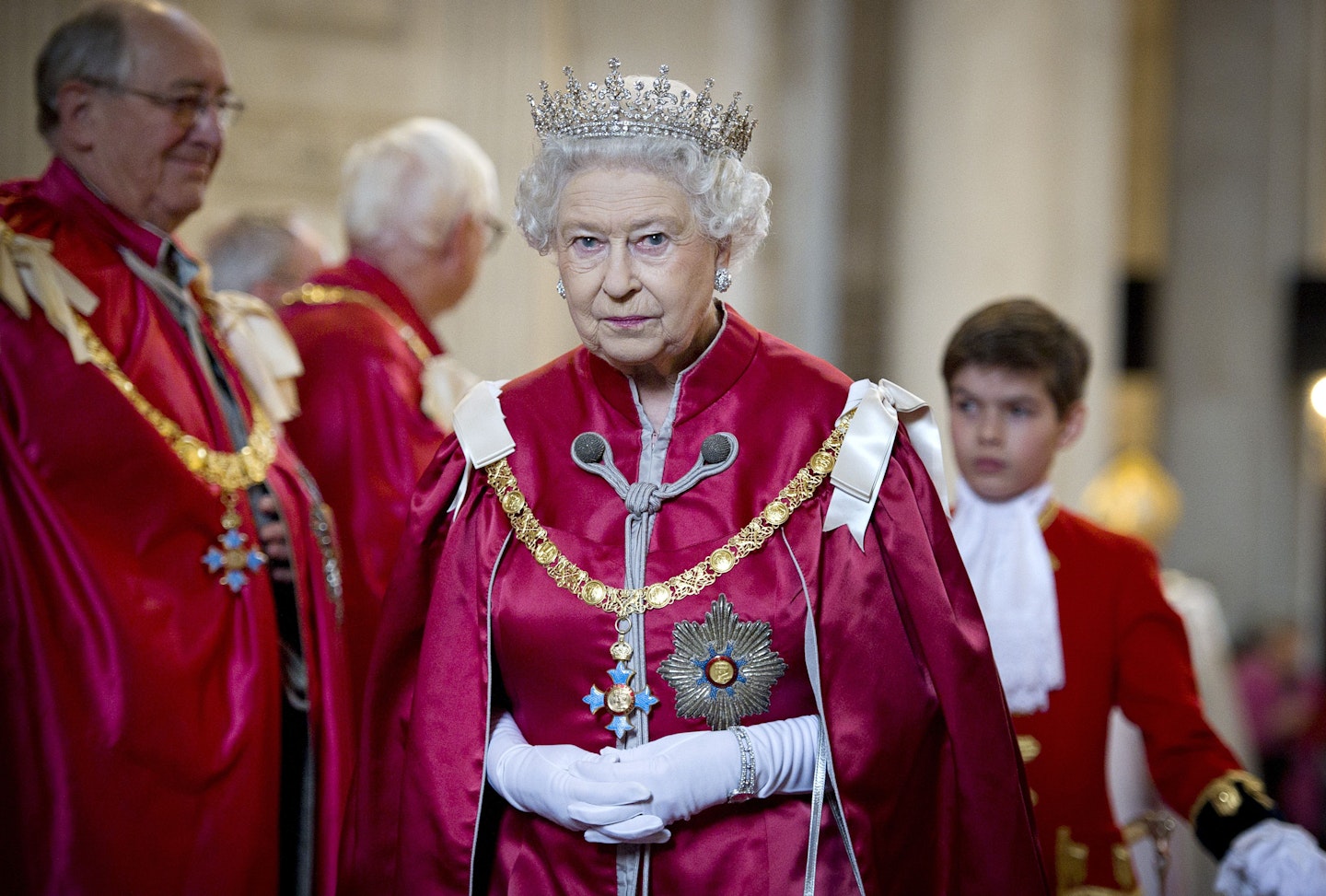 Queen in ceremonial gowns