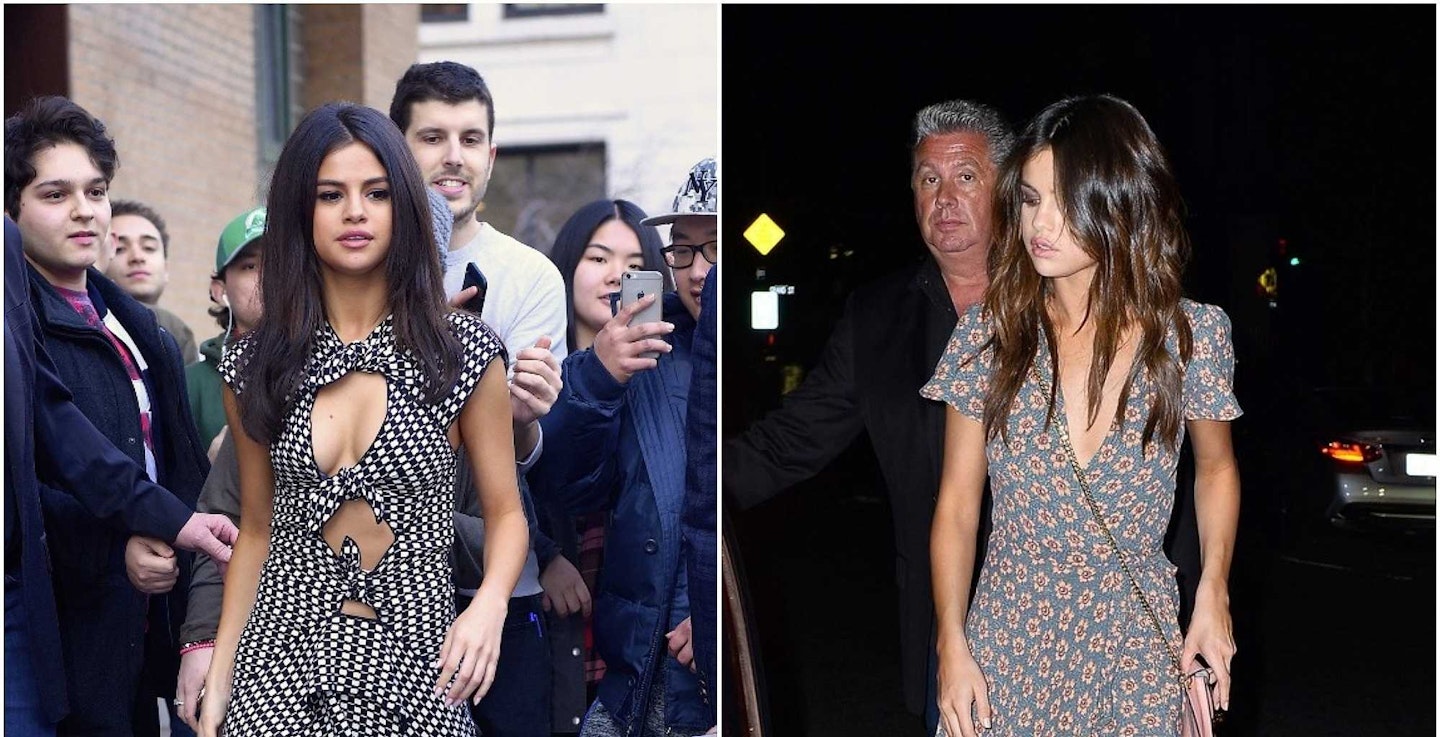 Selena Gomez in printed dresses