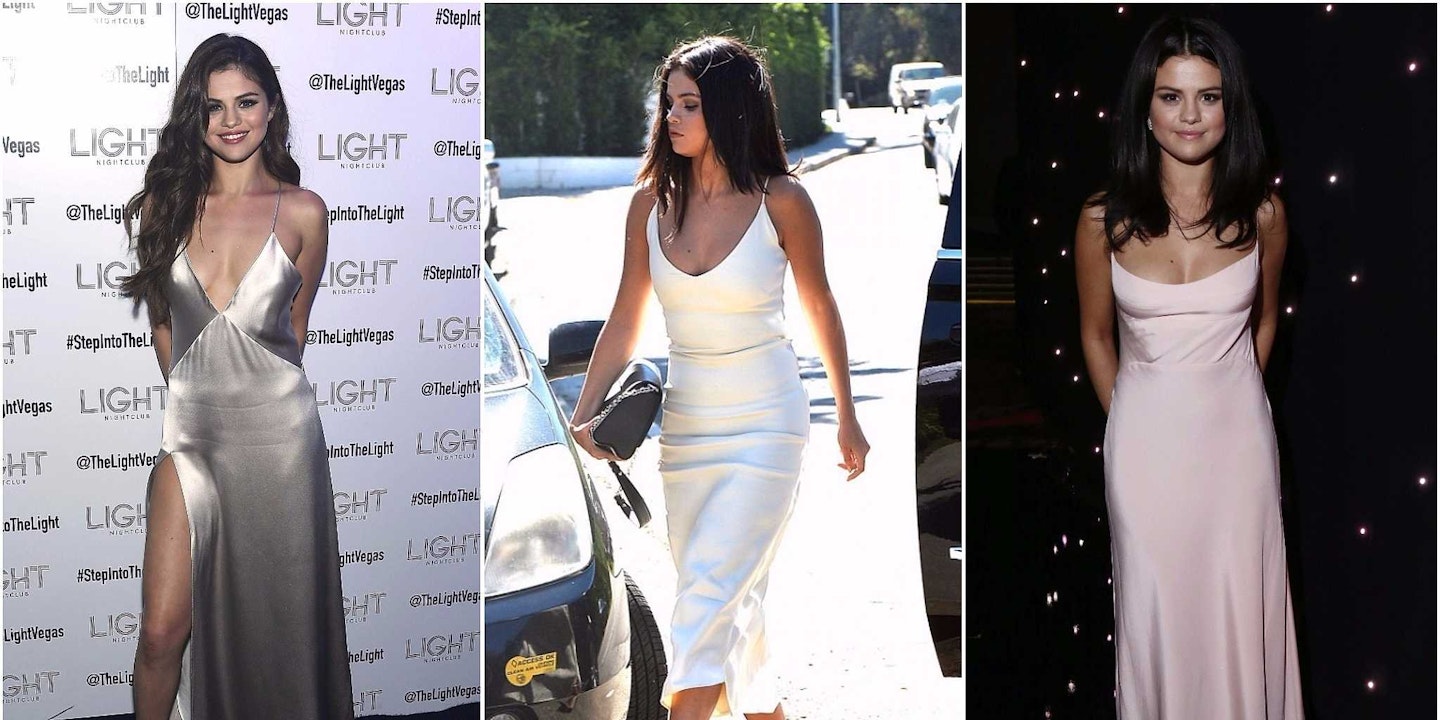 Selena Gomez in slip dresses