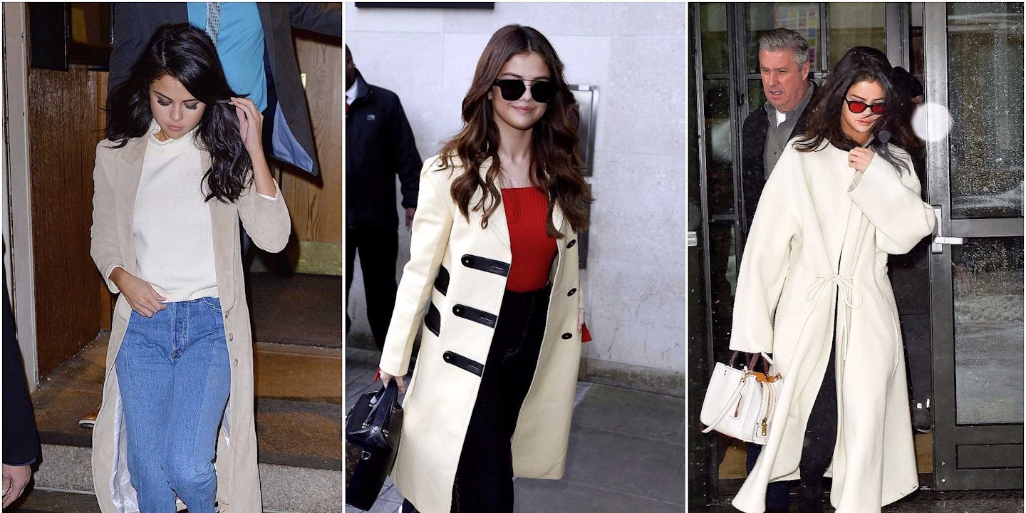 Selena Gomez in long coats