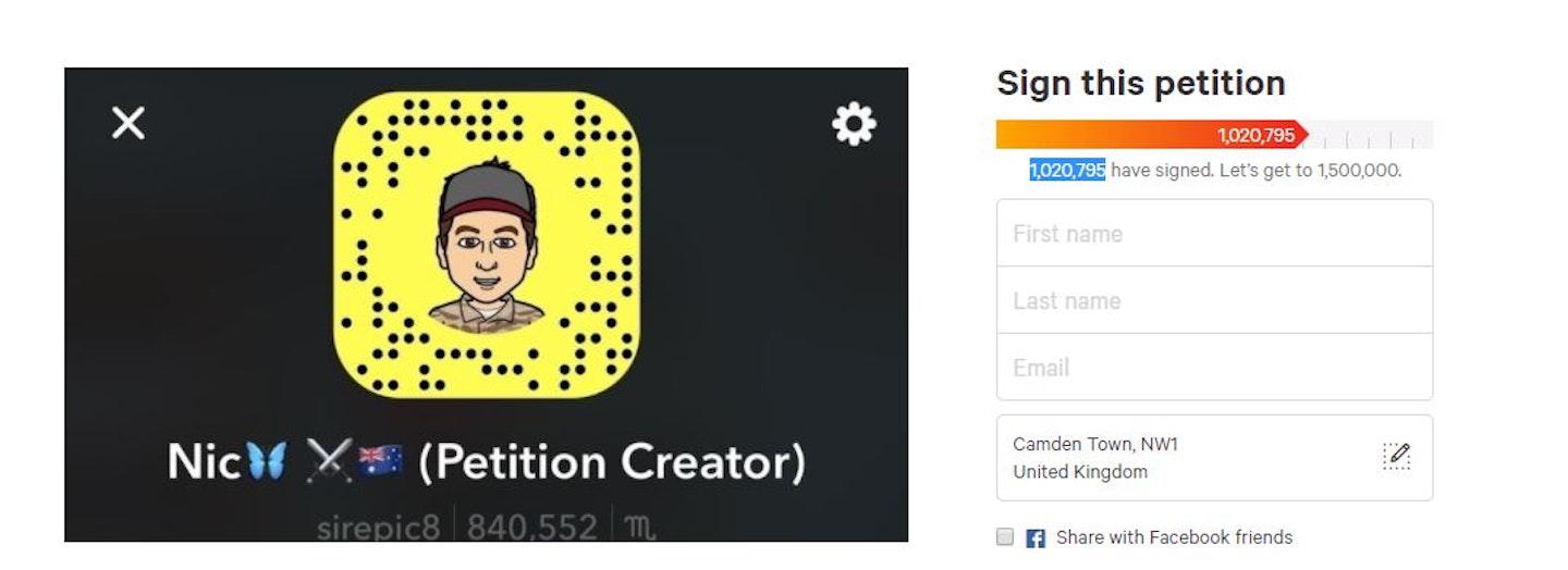 Snapchat petition 