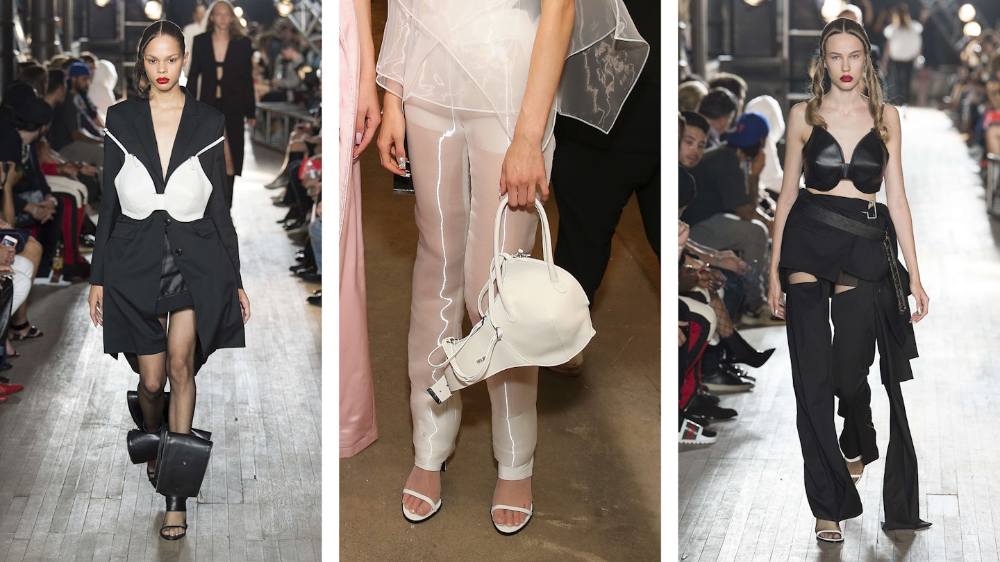 New York Fashion Week – Helmut Lang) Bra bags and a whiff of