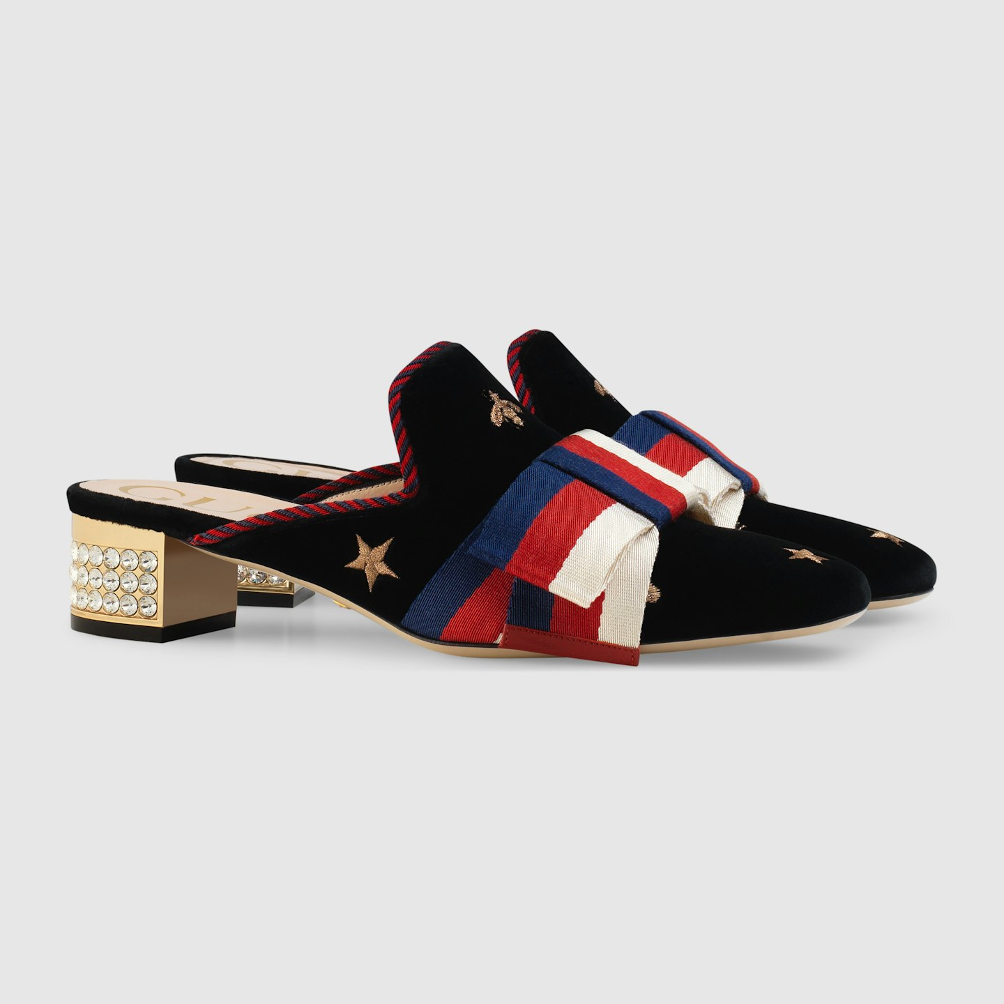 Gucci Embroidered Velvet Slide