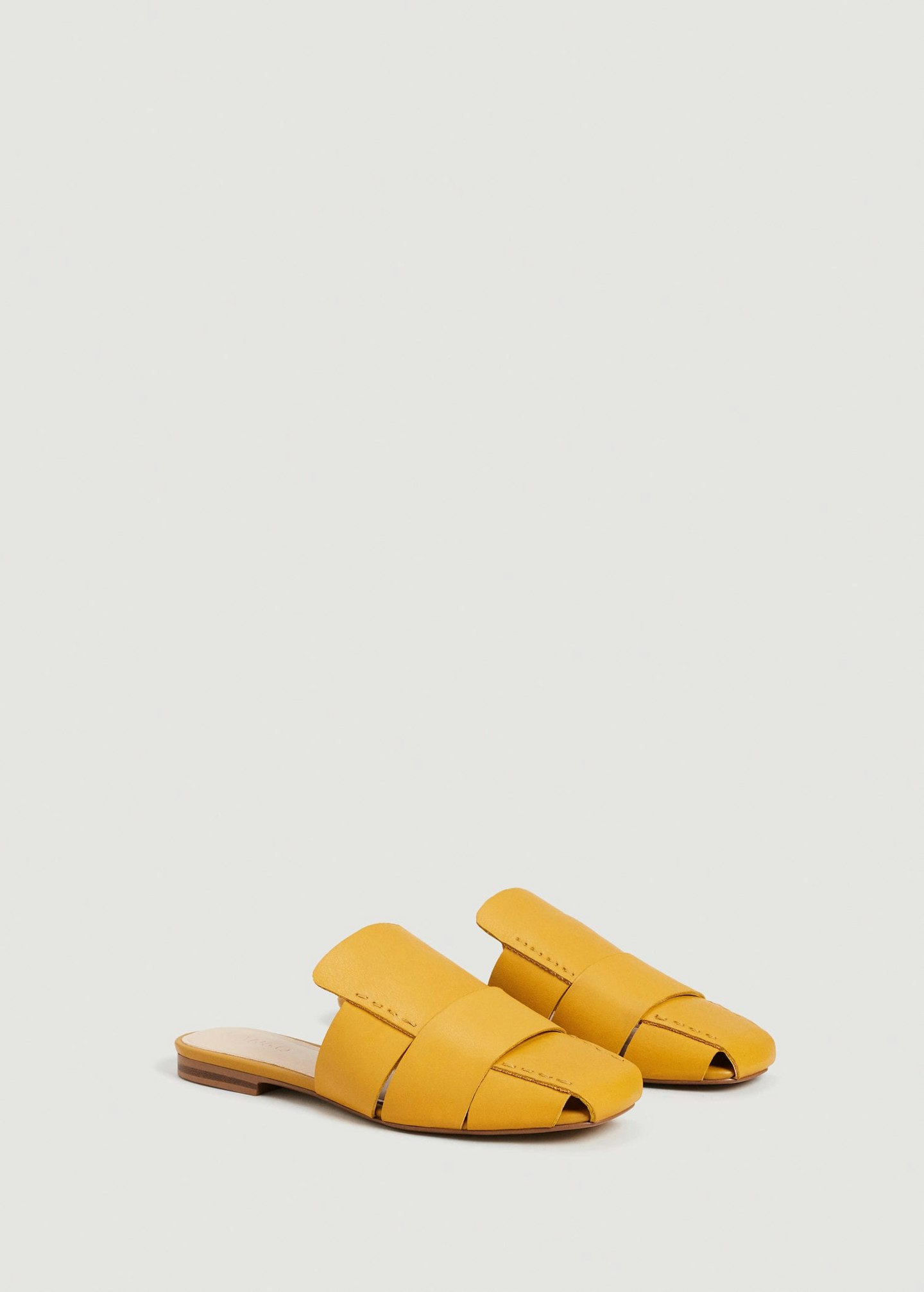 Mango Yellow Leather Mules