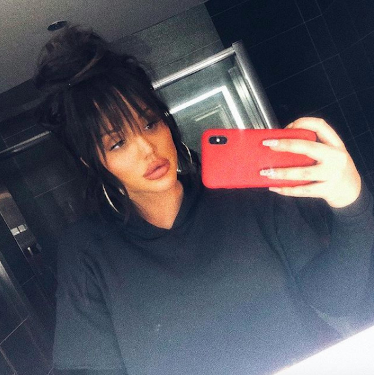 Charlotte Crosby selfie huge lips with fringe