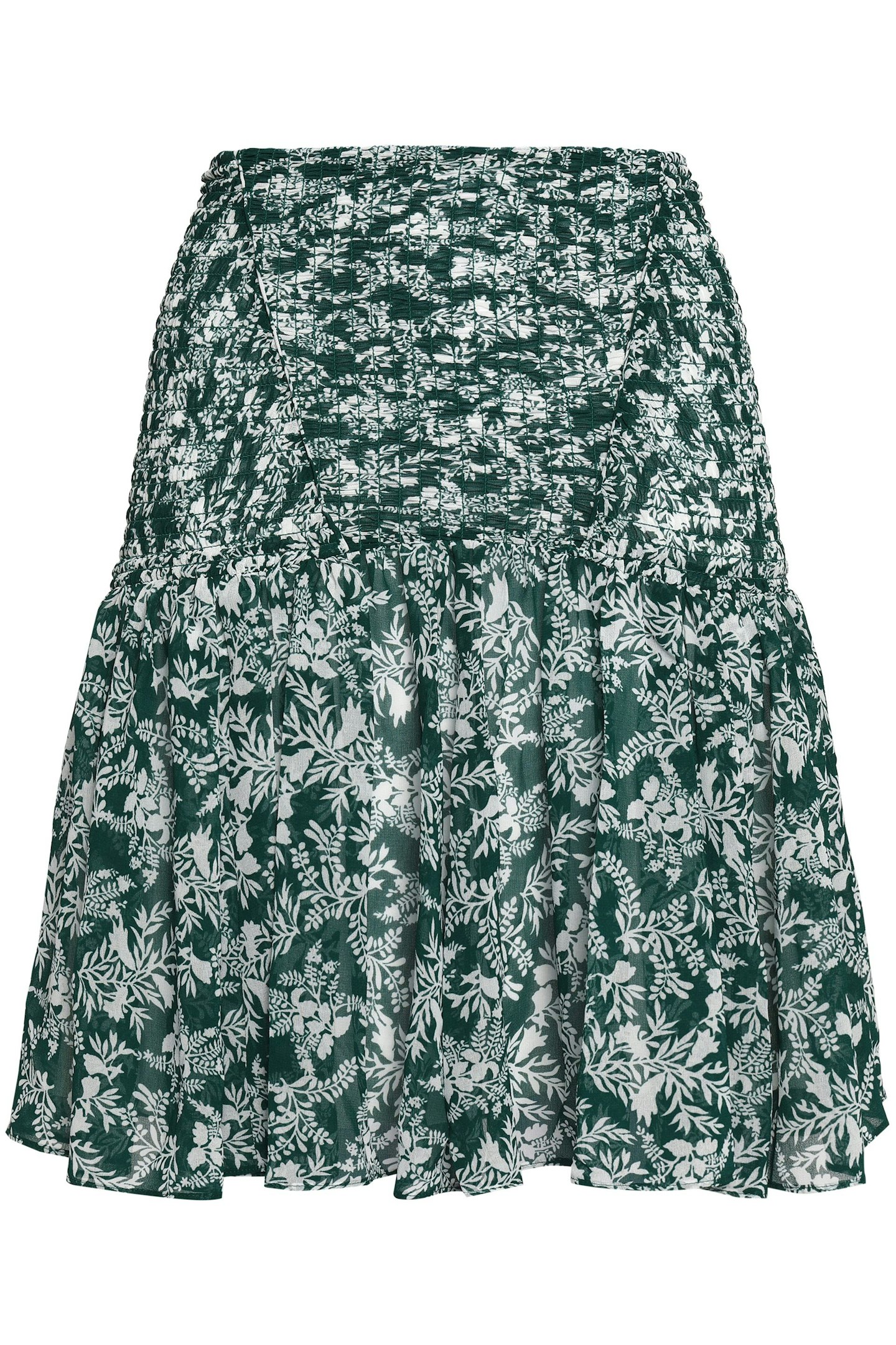 Shirred floral-print chiffon mini skirt by Maje, £102