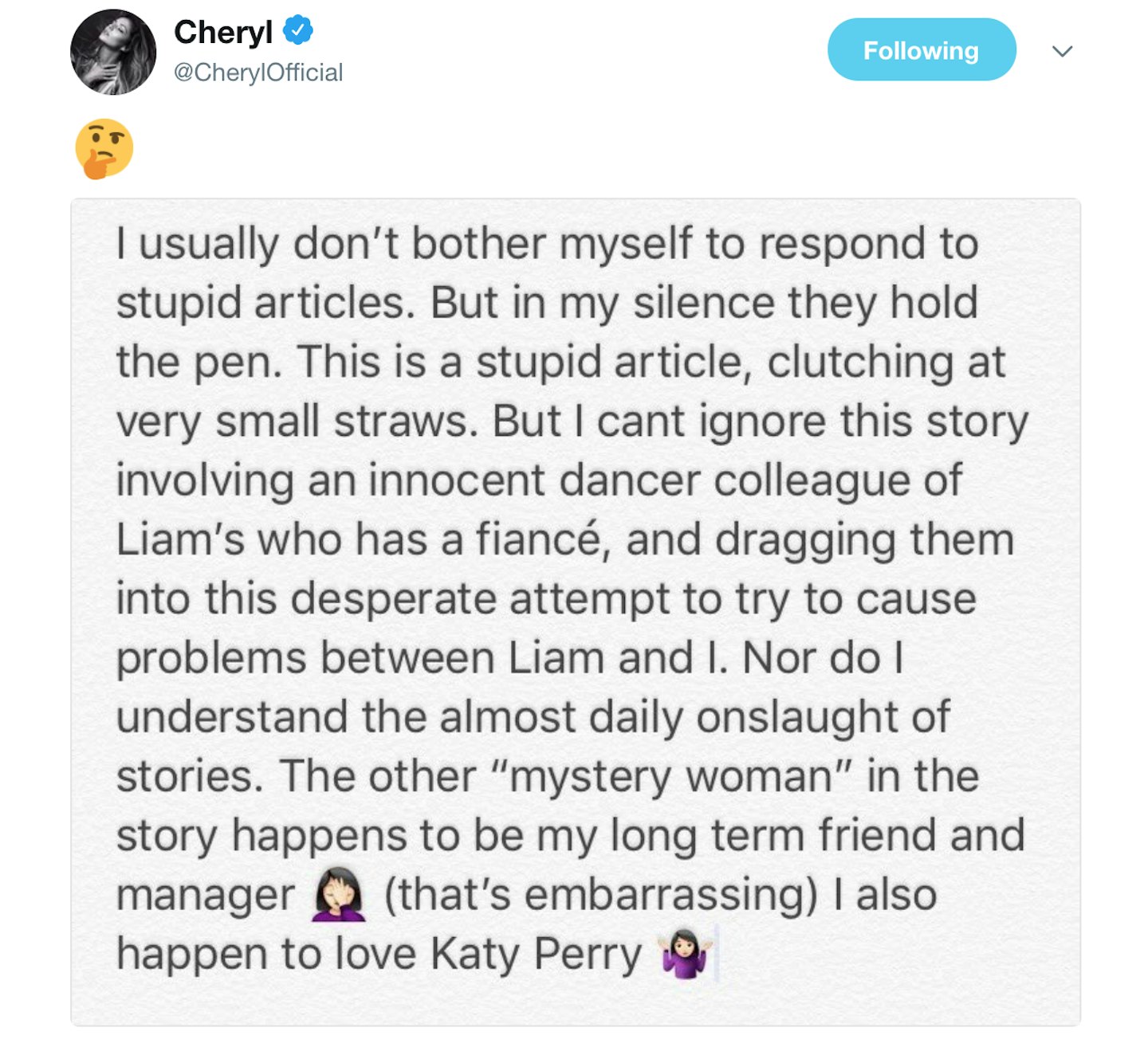 Cheryl Twitter rant