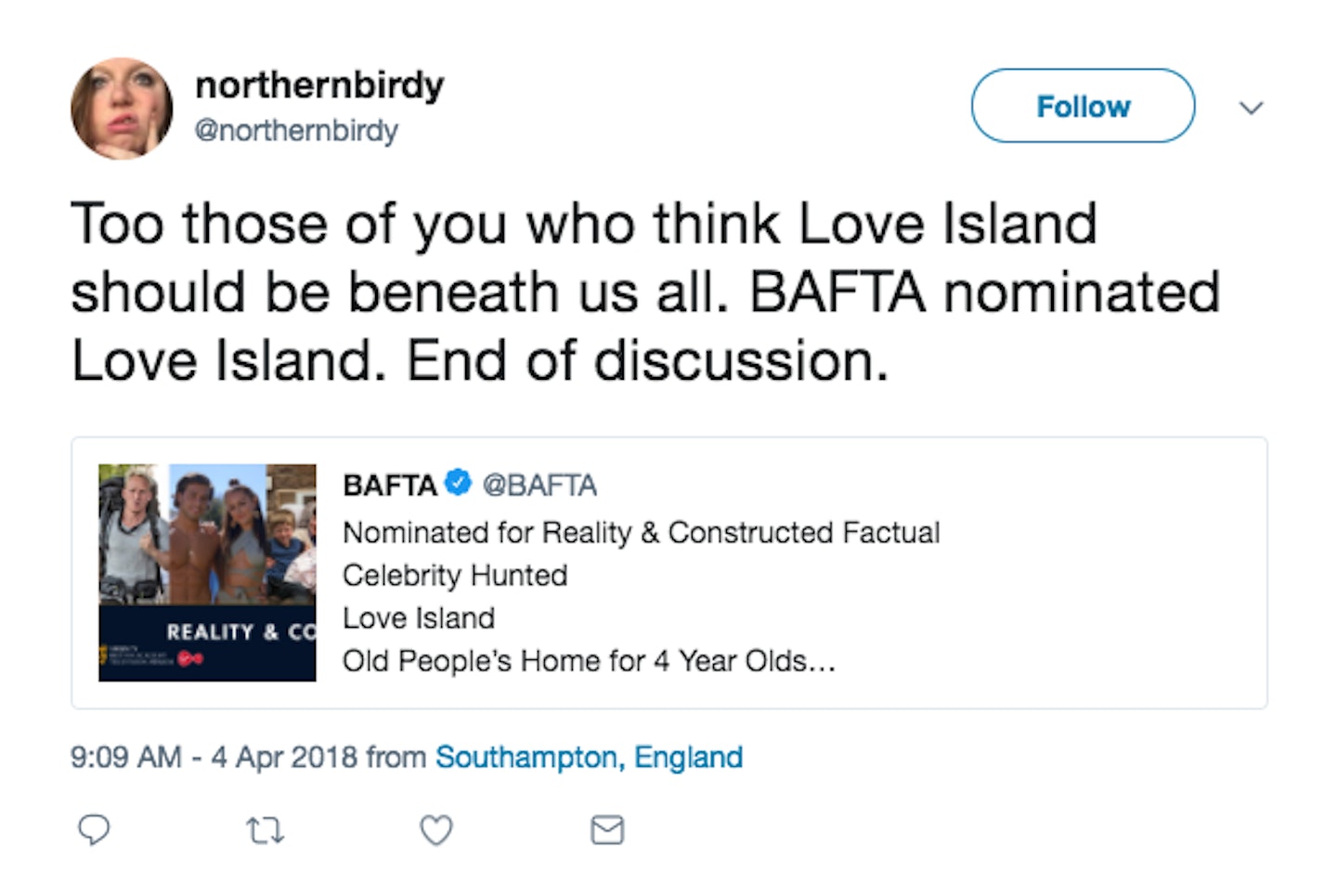 LOVE ISLAND BAFTA