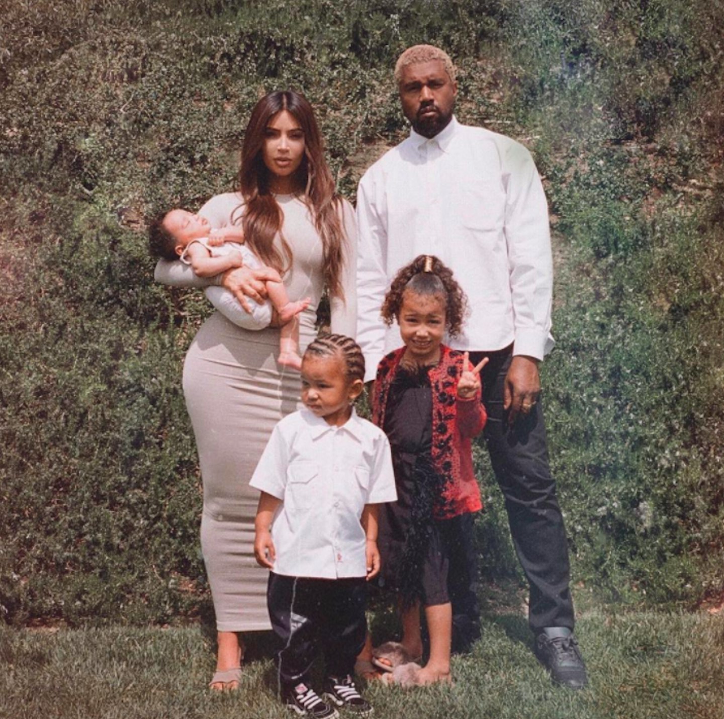 Kim Kardashian family photo with Kayne North Saint Chicago