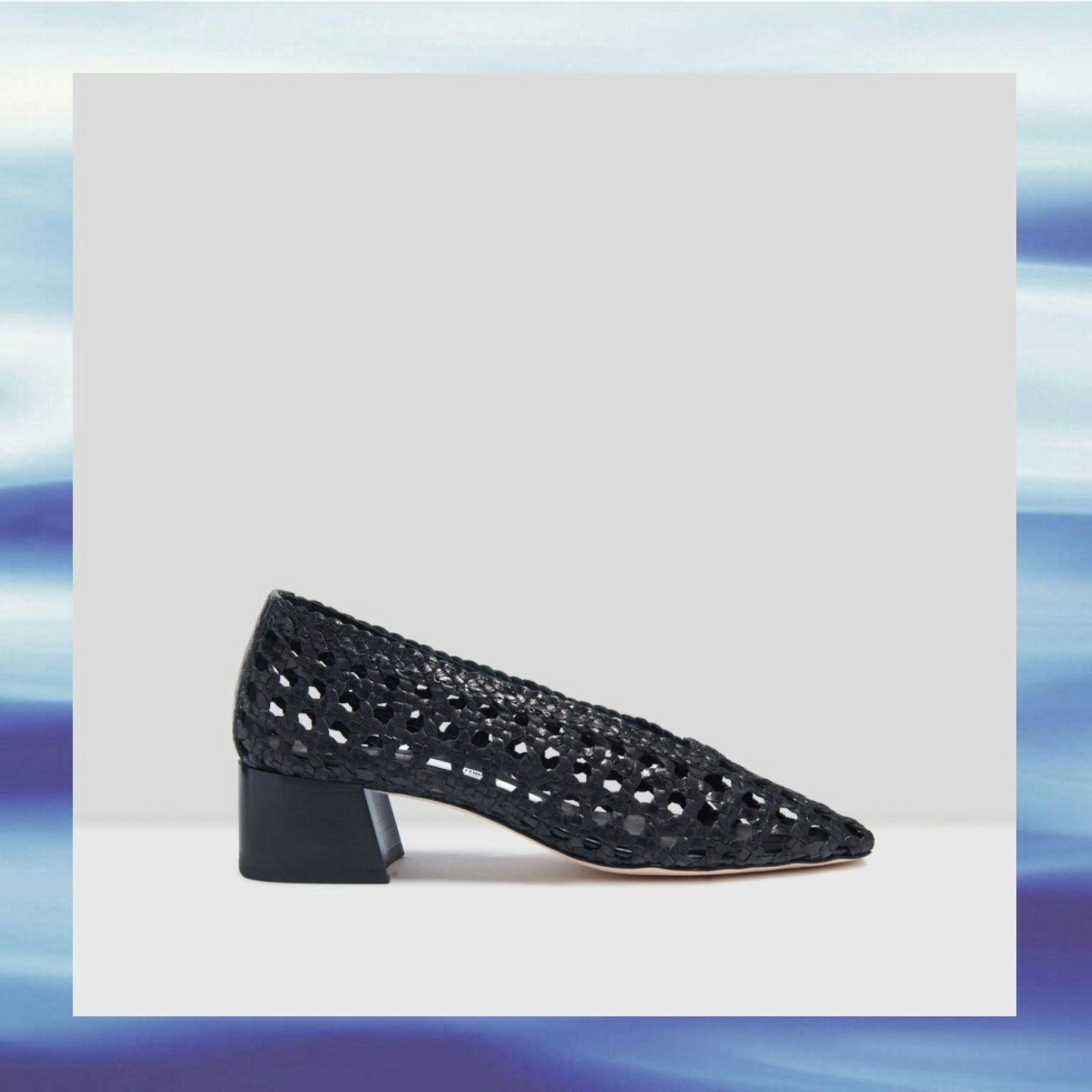 woven black heels