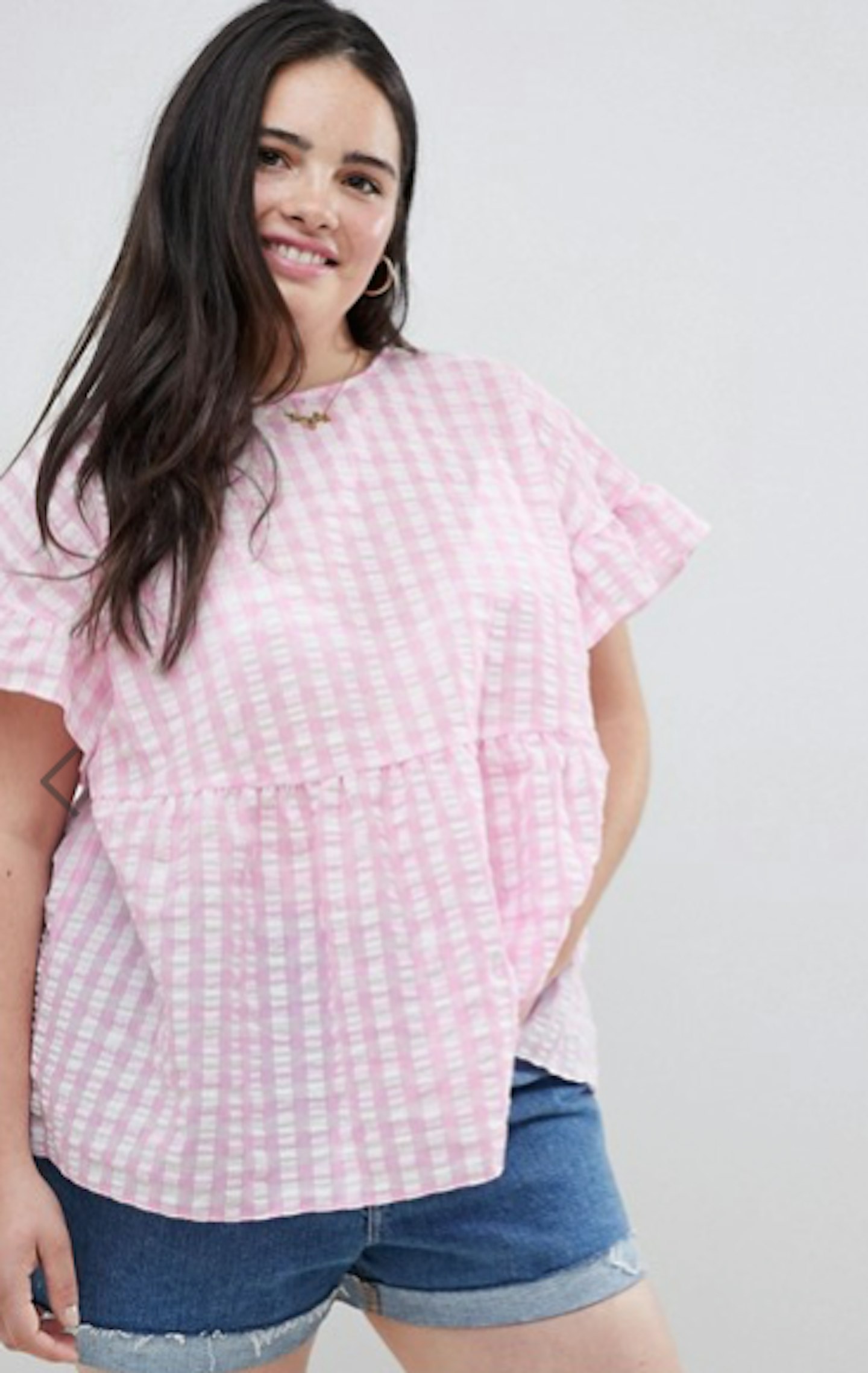 pink gingham top asos curve