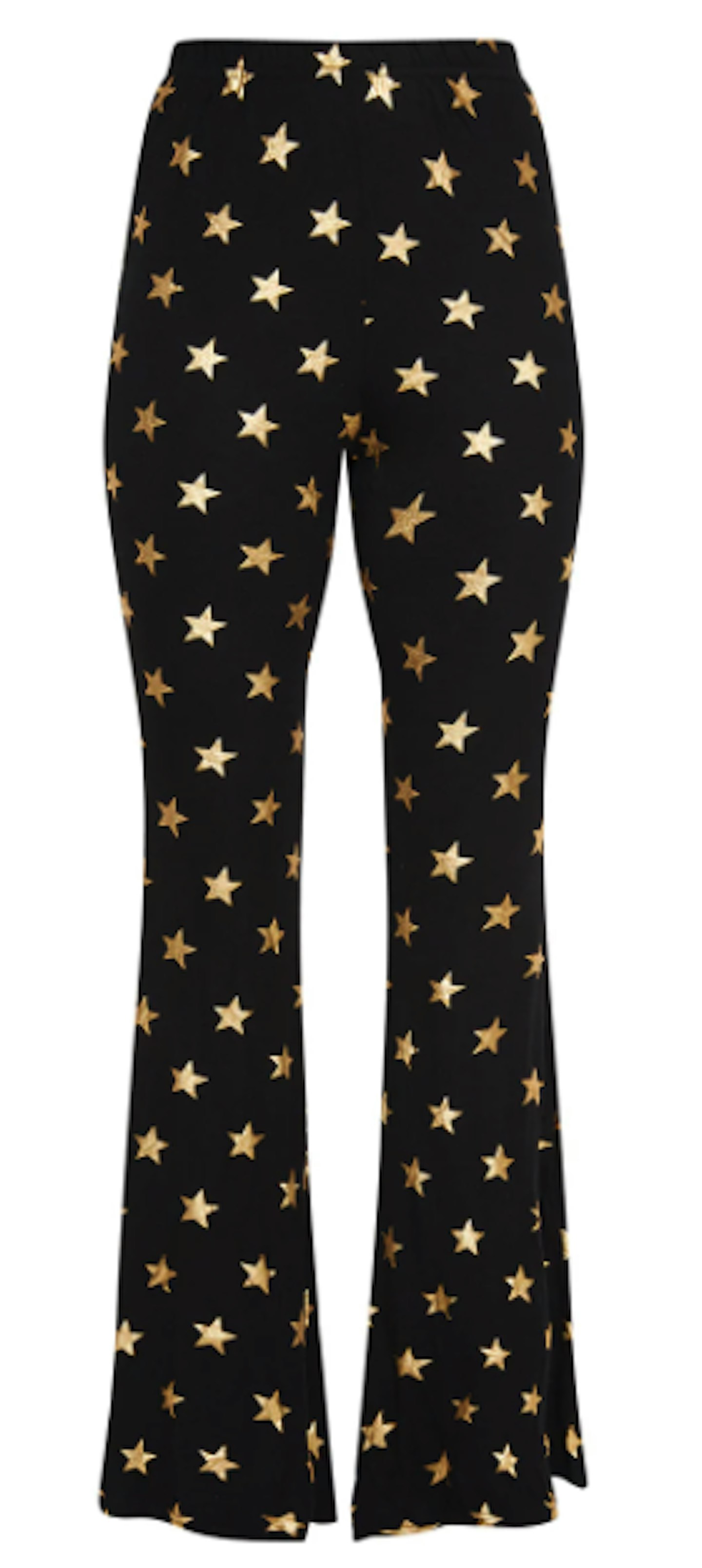 Black jersey star print flared trouser