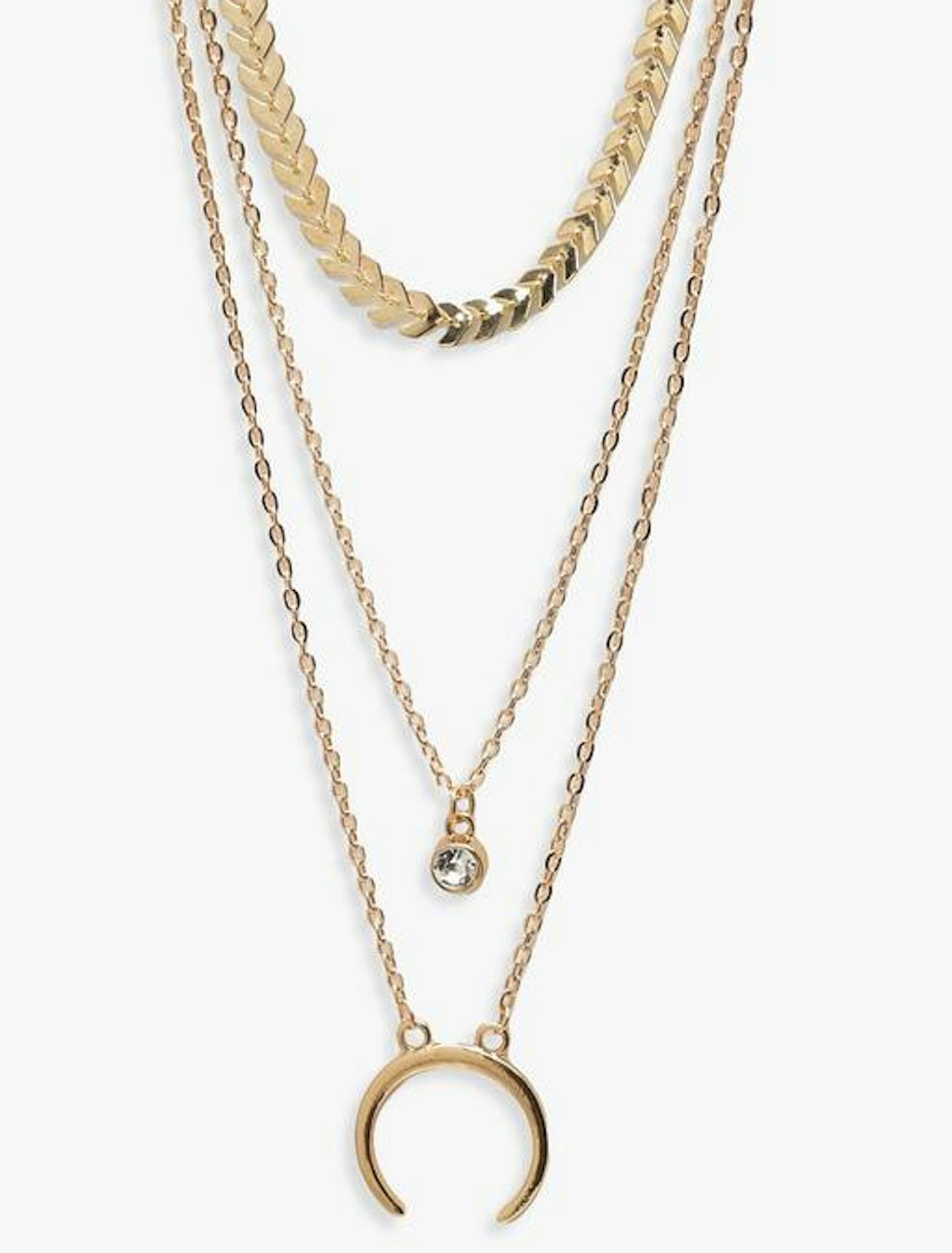 Jenni layered horn & diamante choker necklance