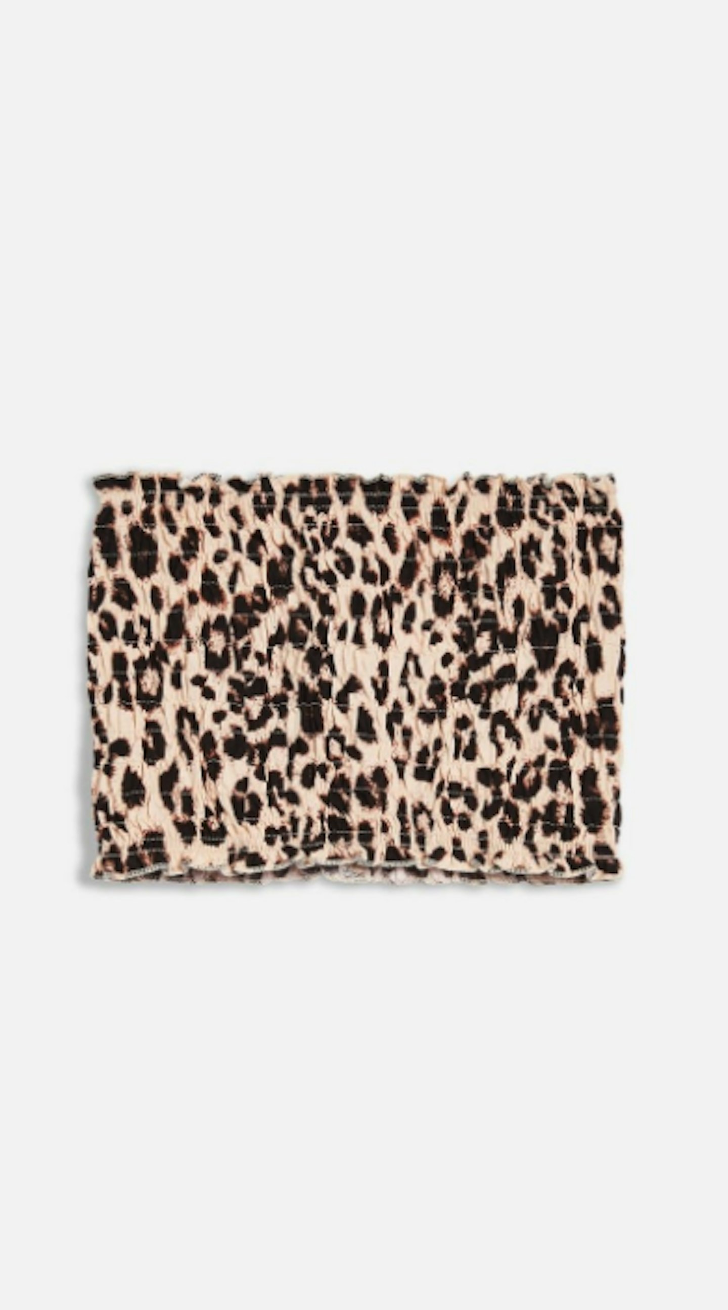 Leopard print shirred bandeau top