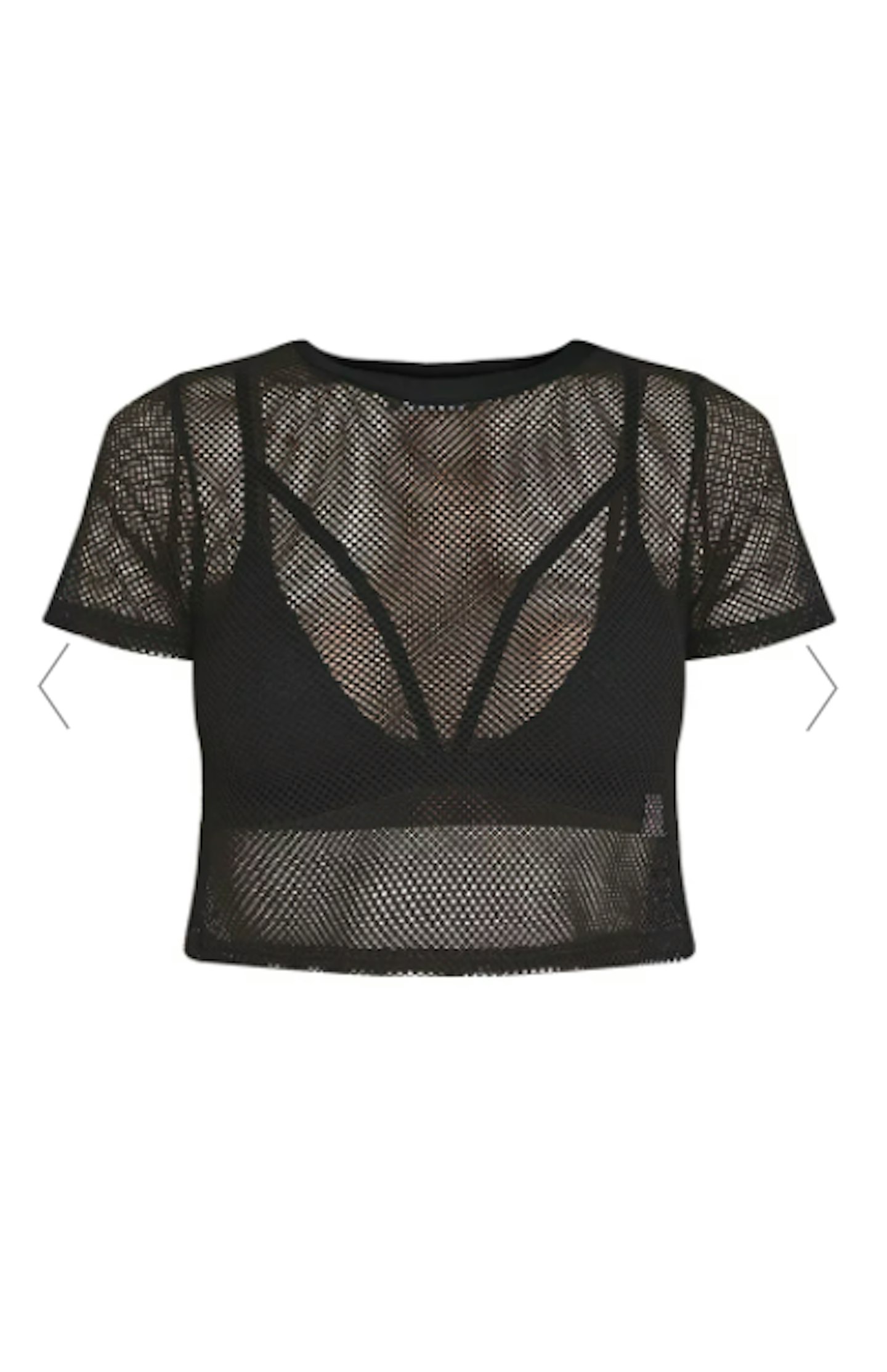 Mayce black fishnet short sleeve crop top