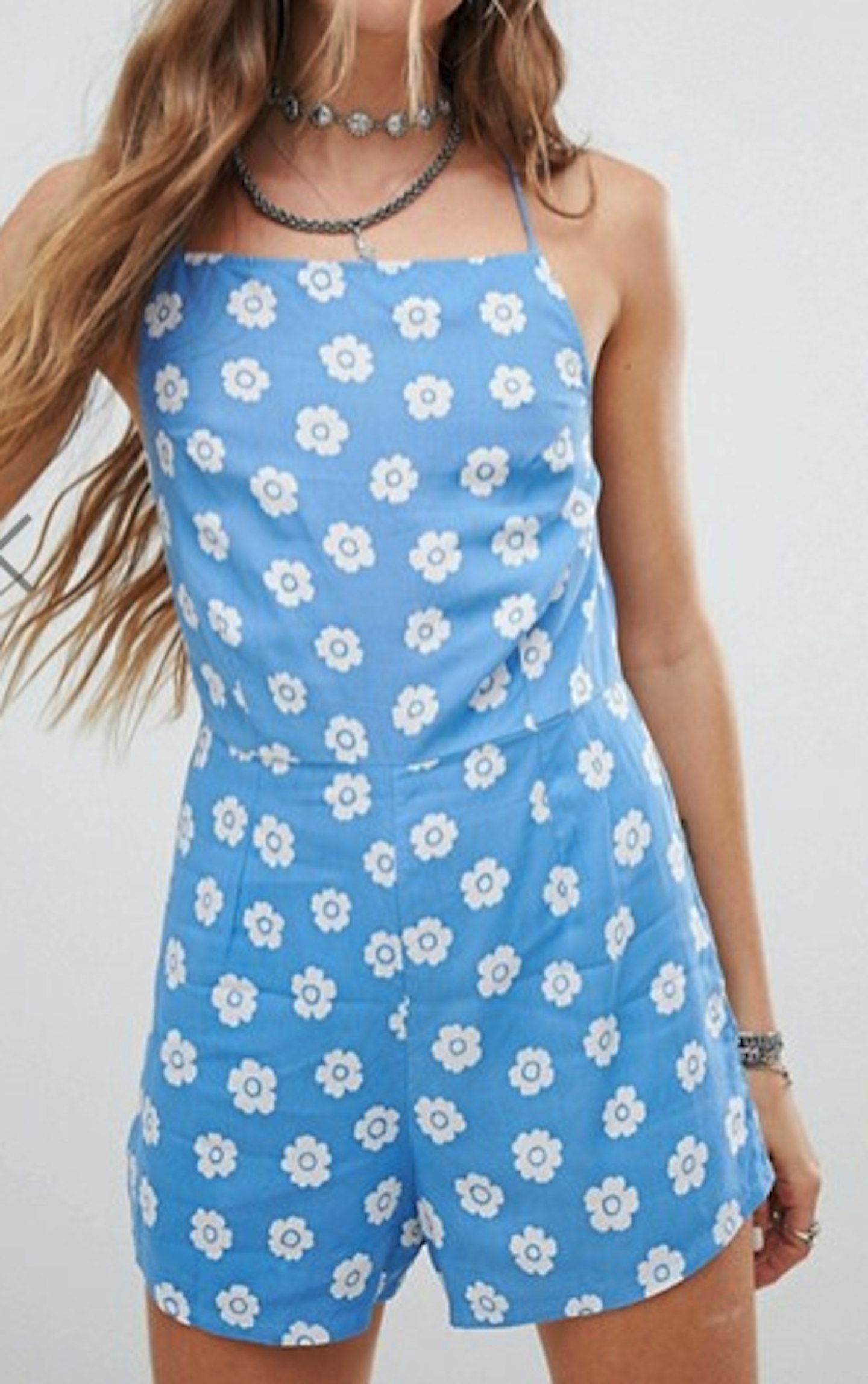 Motel tie back playsuit in daisy print